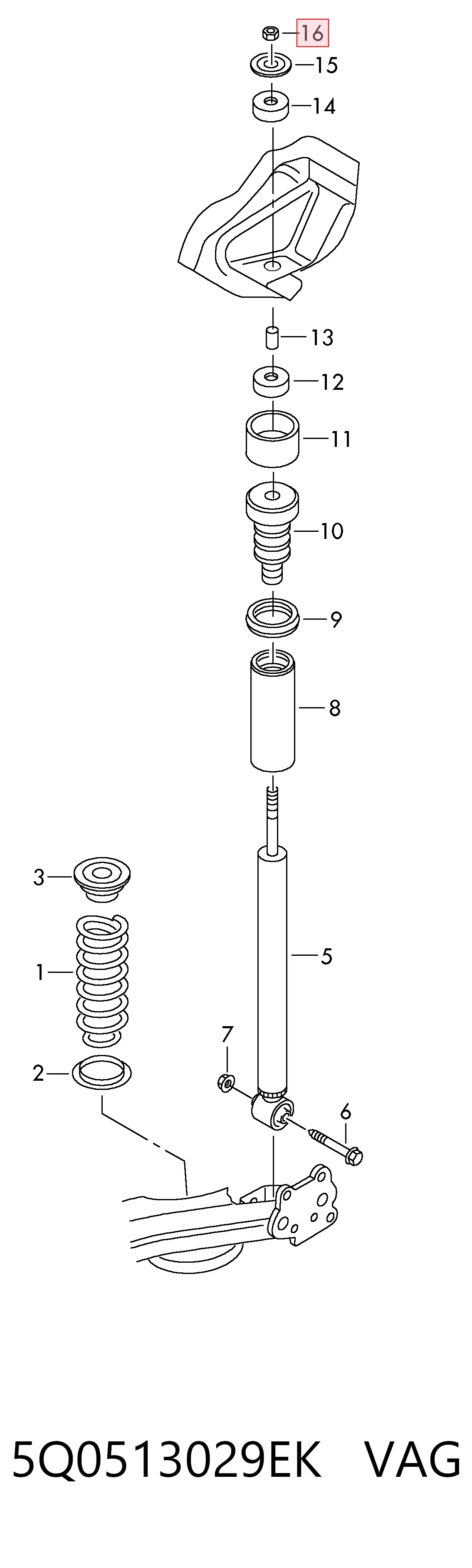 Amortecedor traseiro VAG 5Q0513029EK preço, a partir de 55,19 USD