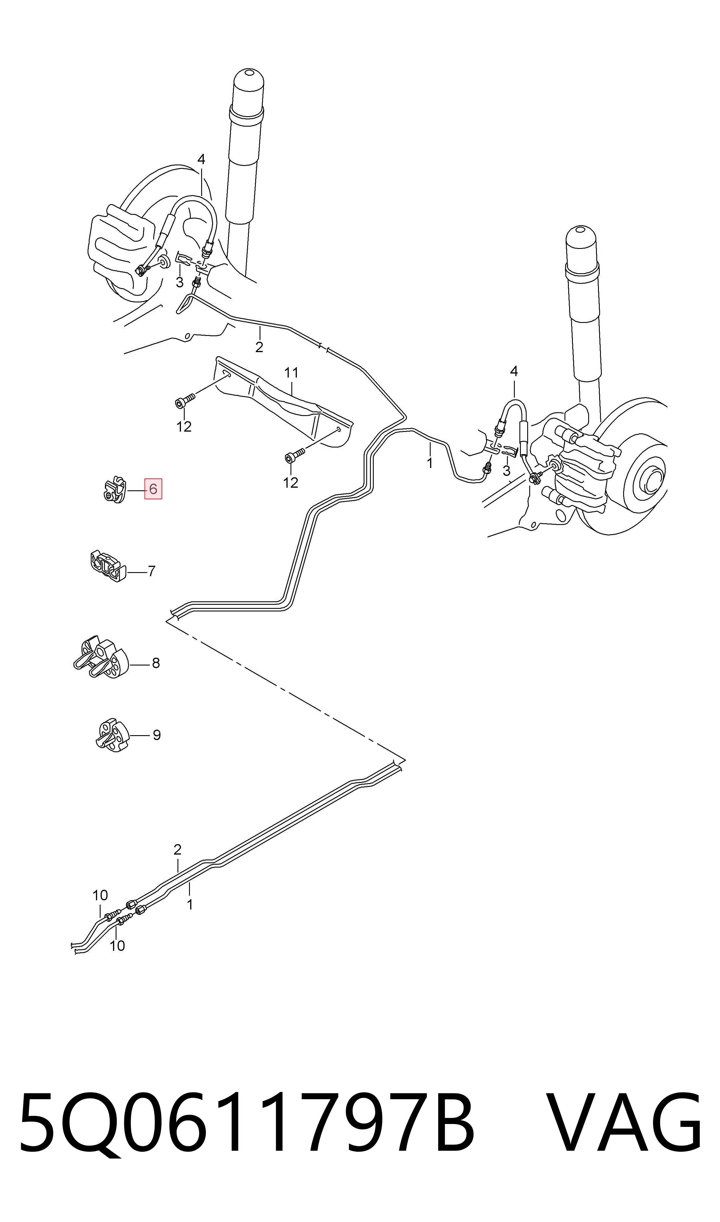 Consola de fixação de tubos de freio VAG 5Q0611797B preço, a partir de 2,09 USD