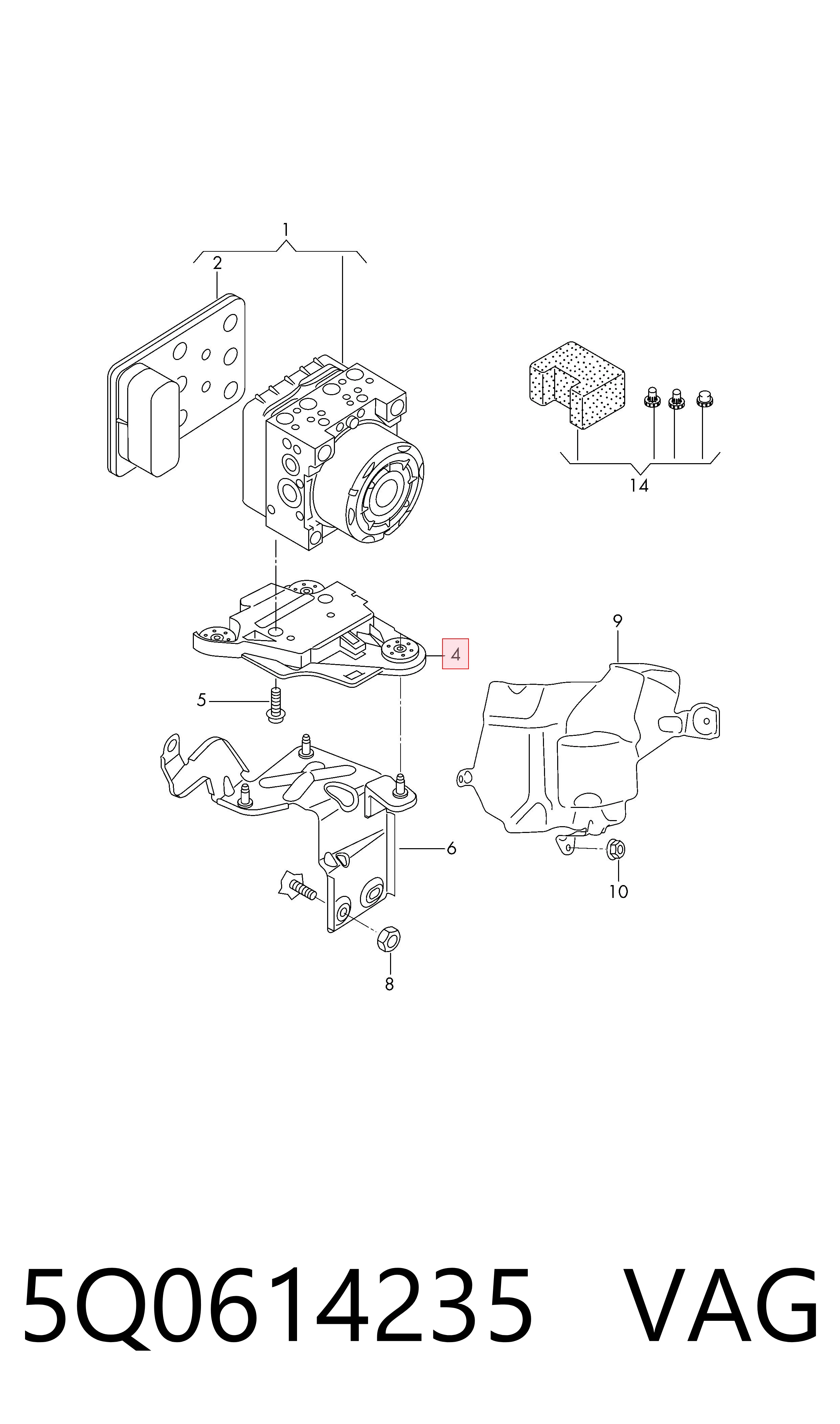 5Q0614235 VAG Consola de sensor ABS