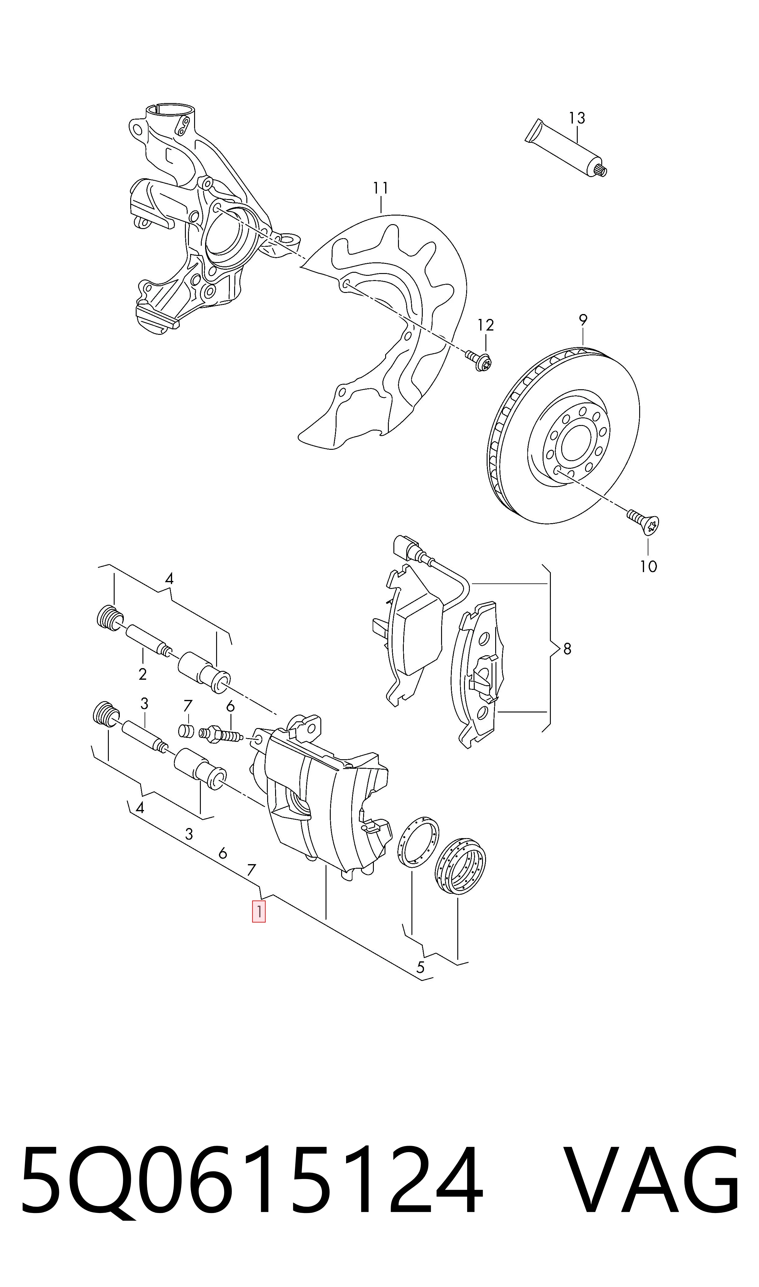 Compre 5Q0615124 VAG Suporte do freio dianteiro direito