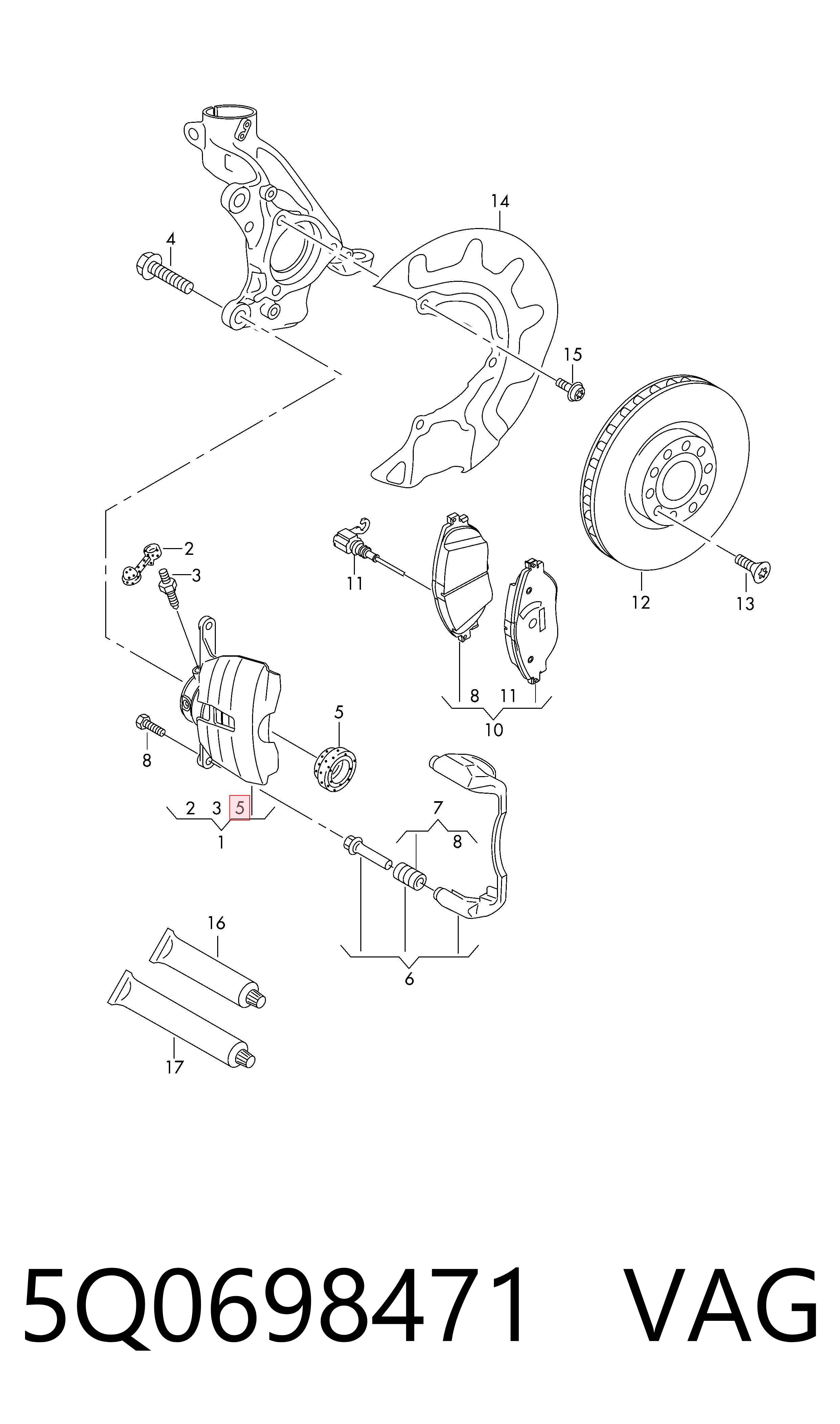 Kit de reparação de suporte do freio dianteiro VAG 5Q0698471 preço, a partir de 7,50 USD