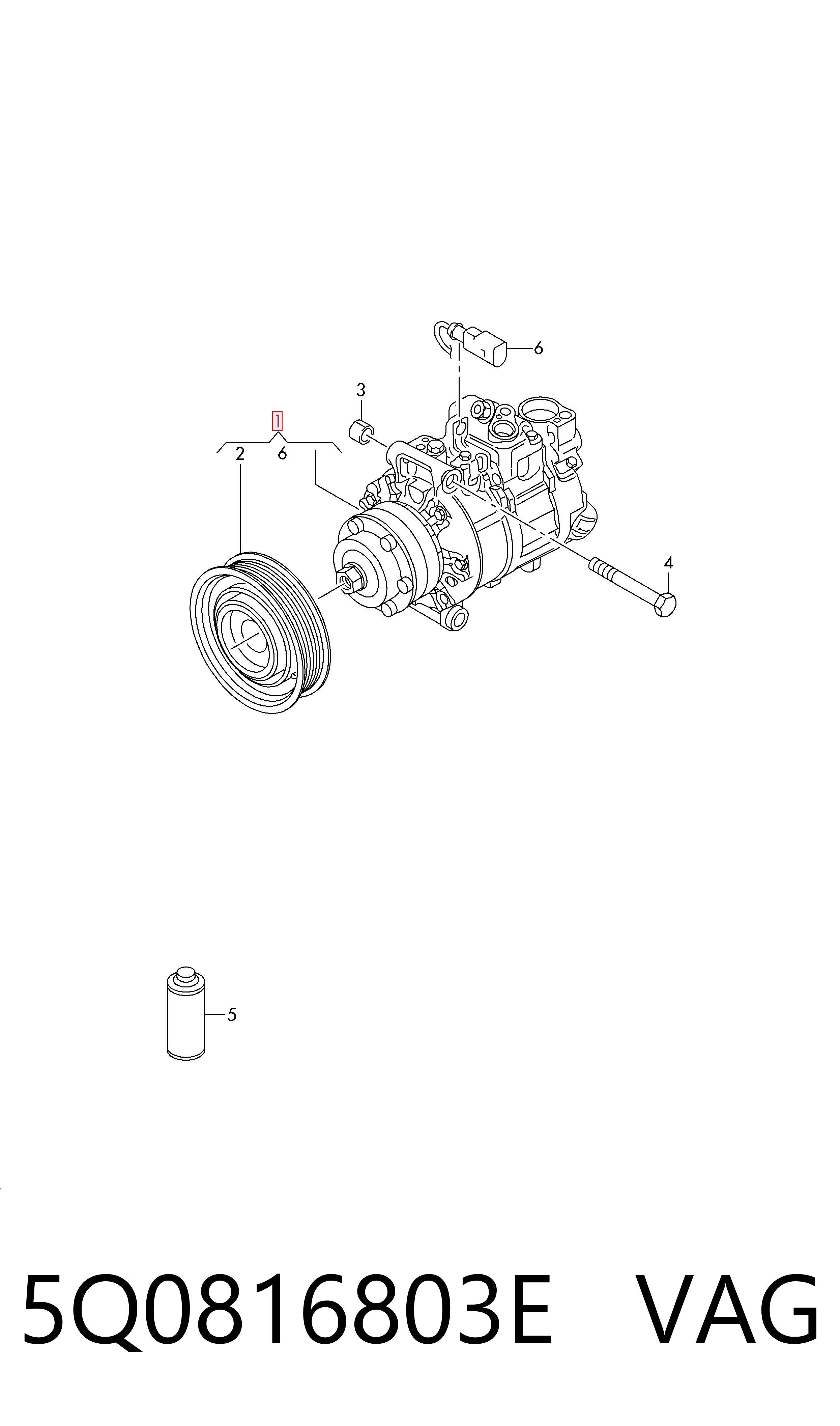 5Q0816803E VAG Compressor de aparelho de ar condicionado
