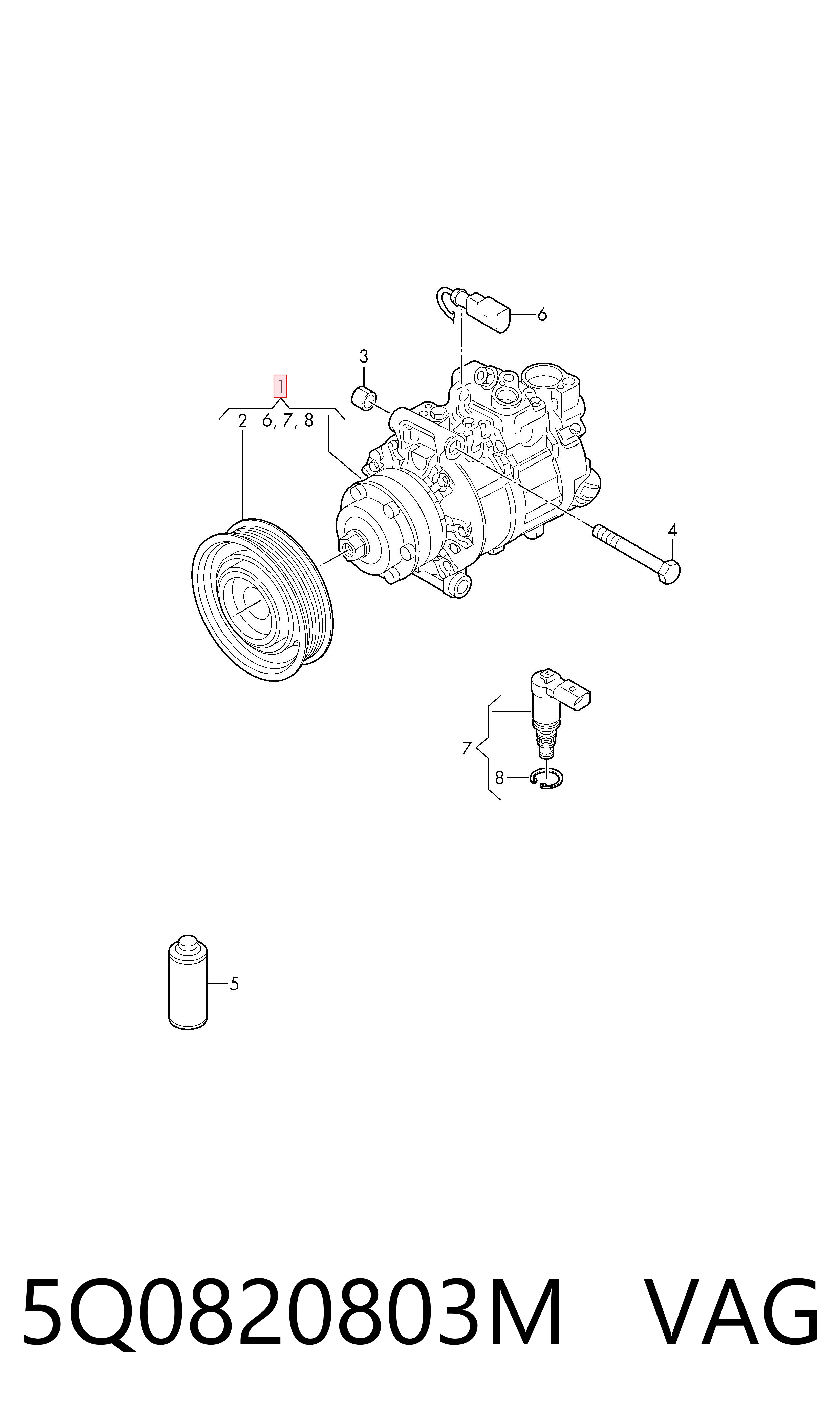 5Q0820803M VAG Compressor de aparelho de ar condicionado