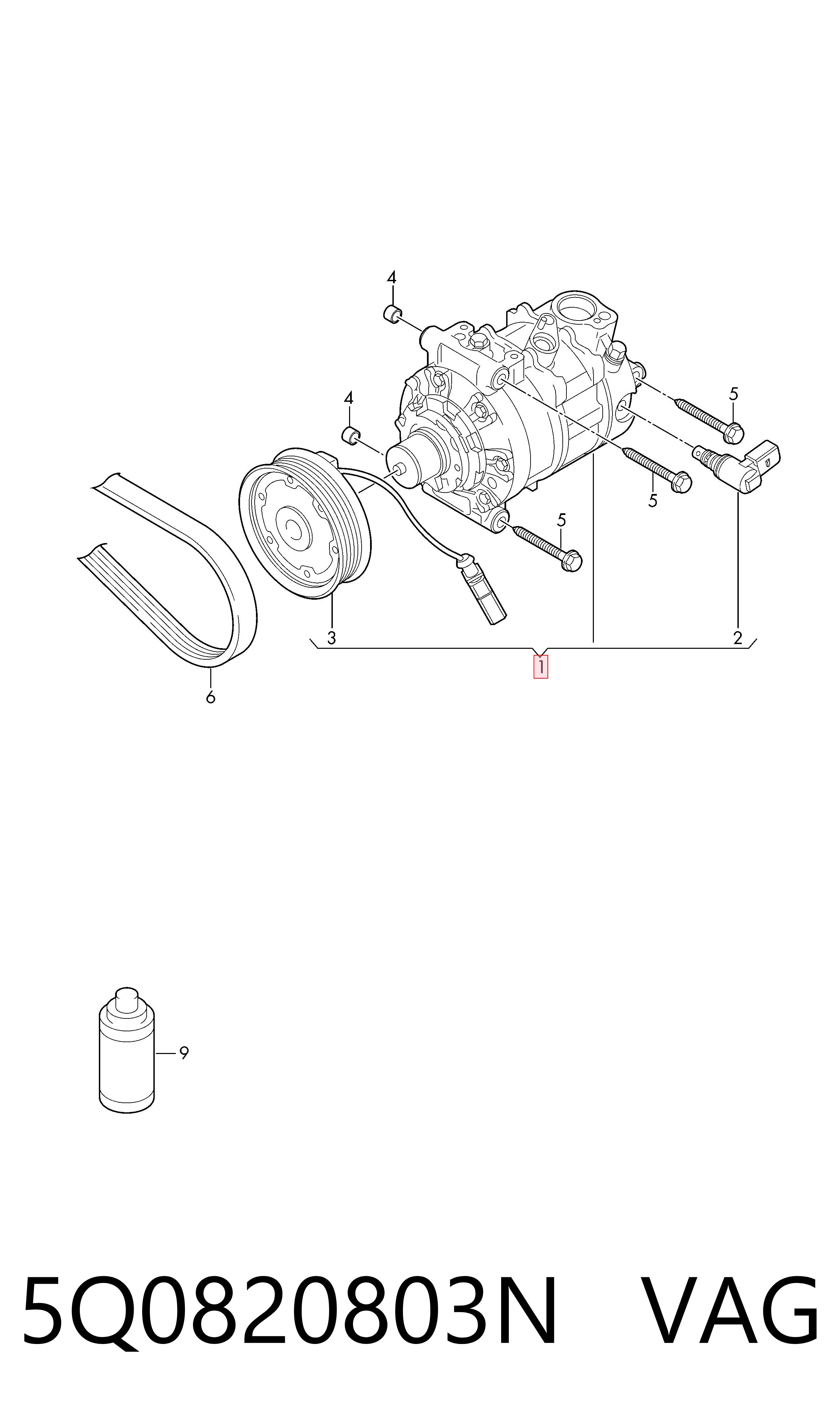 5Q0820803N VAG Compressor de aparelho de ar condicionado