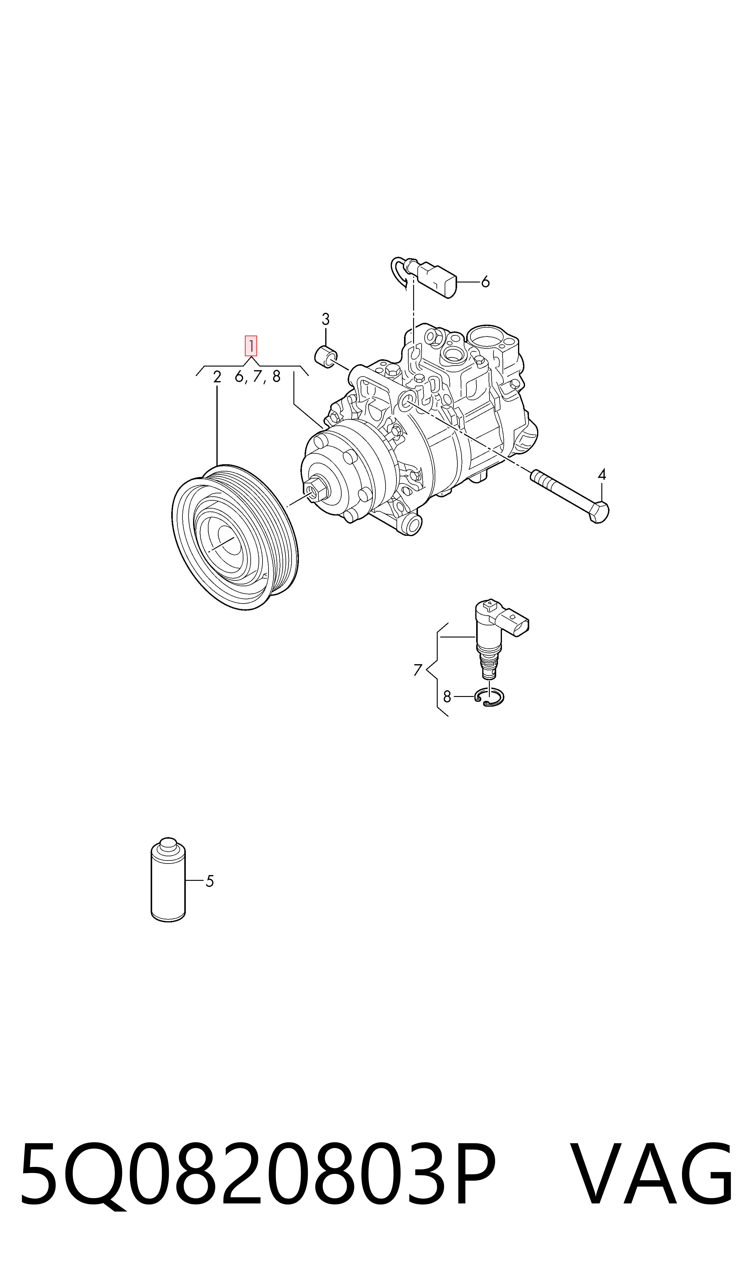 5Q0820803P VAG Compressor de aparelho de ar condicionado