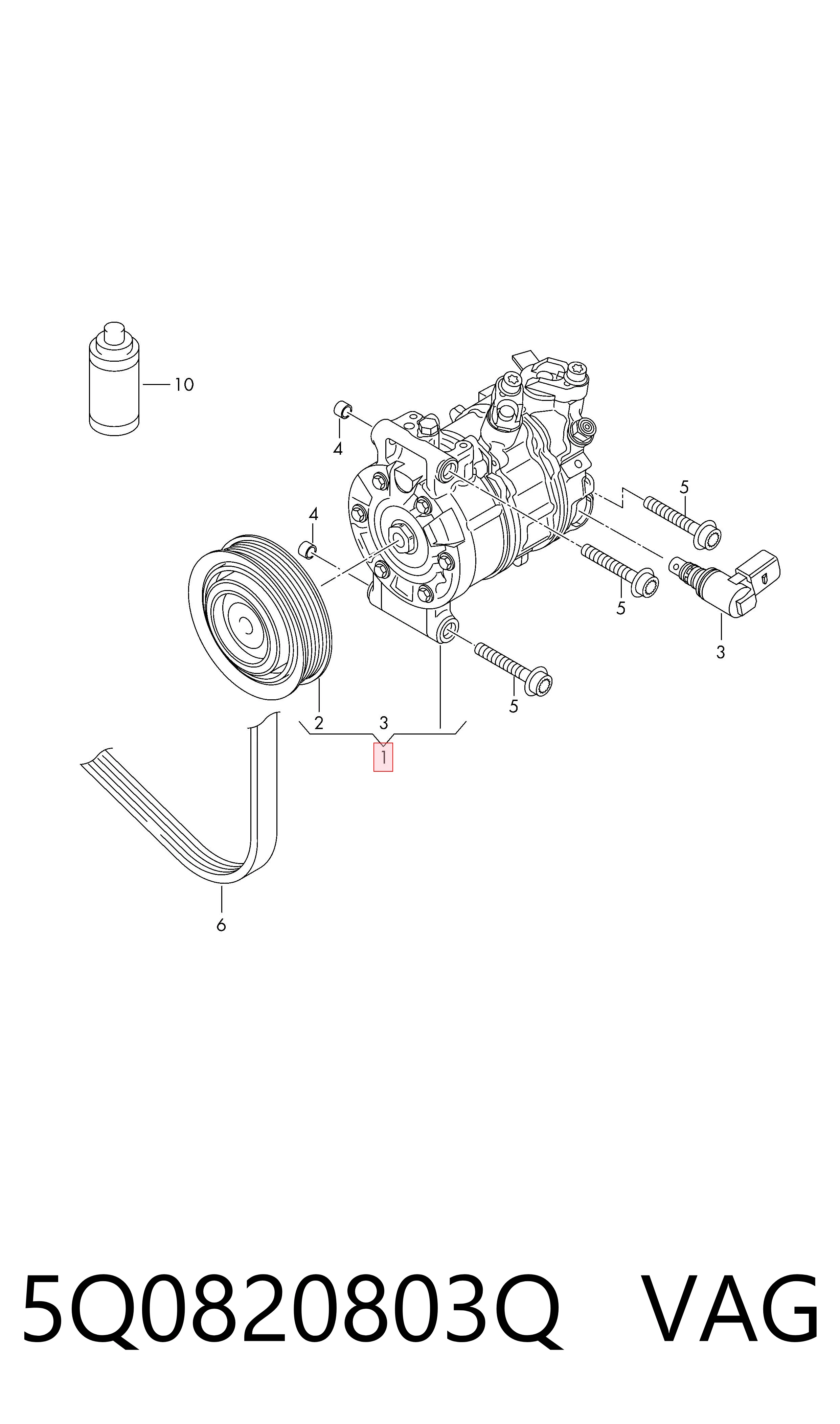 5Q0820803Q VAG Compressor de aparelho de ar condicionado
