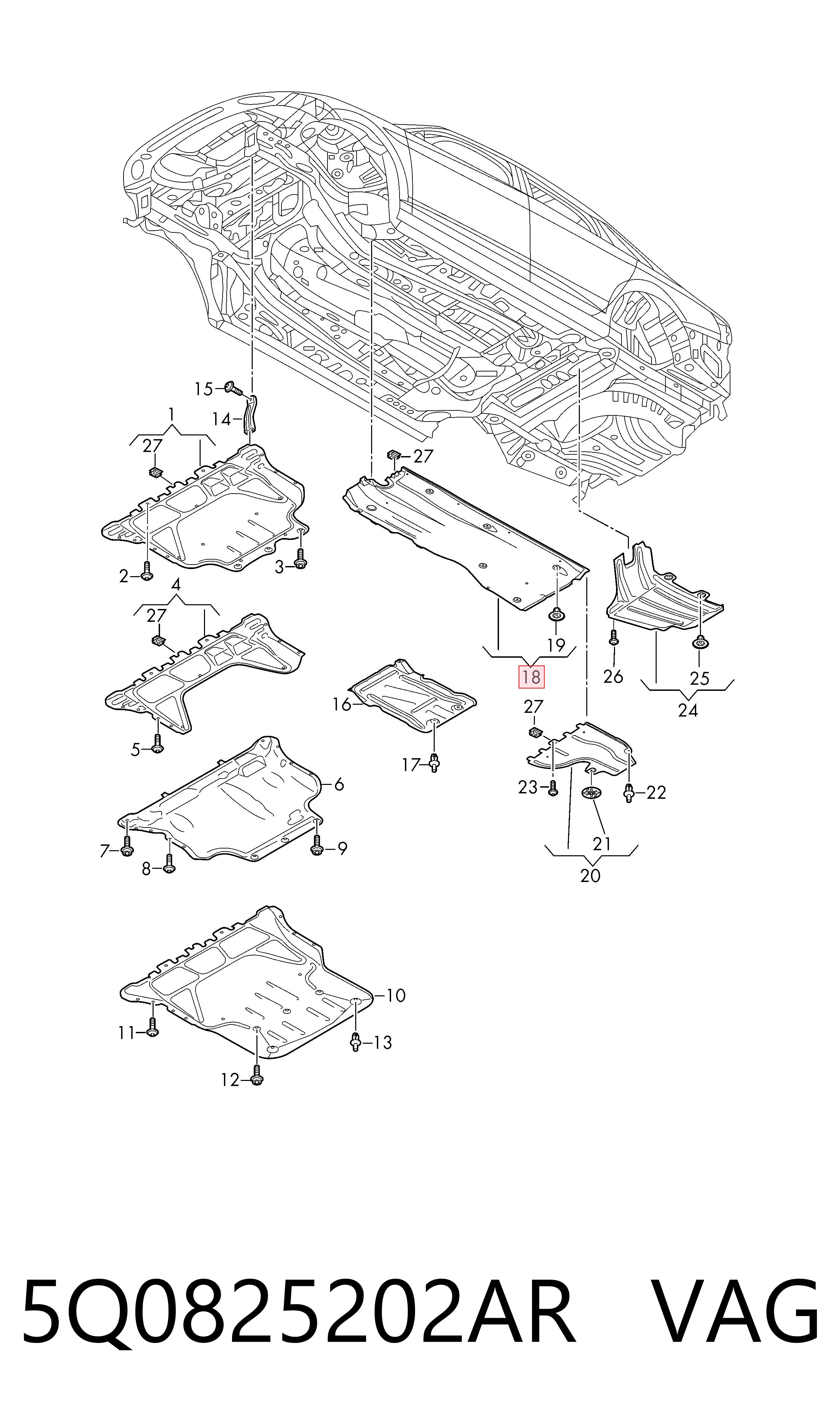 5Q0825202AR VAG Proteção de fundo direita