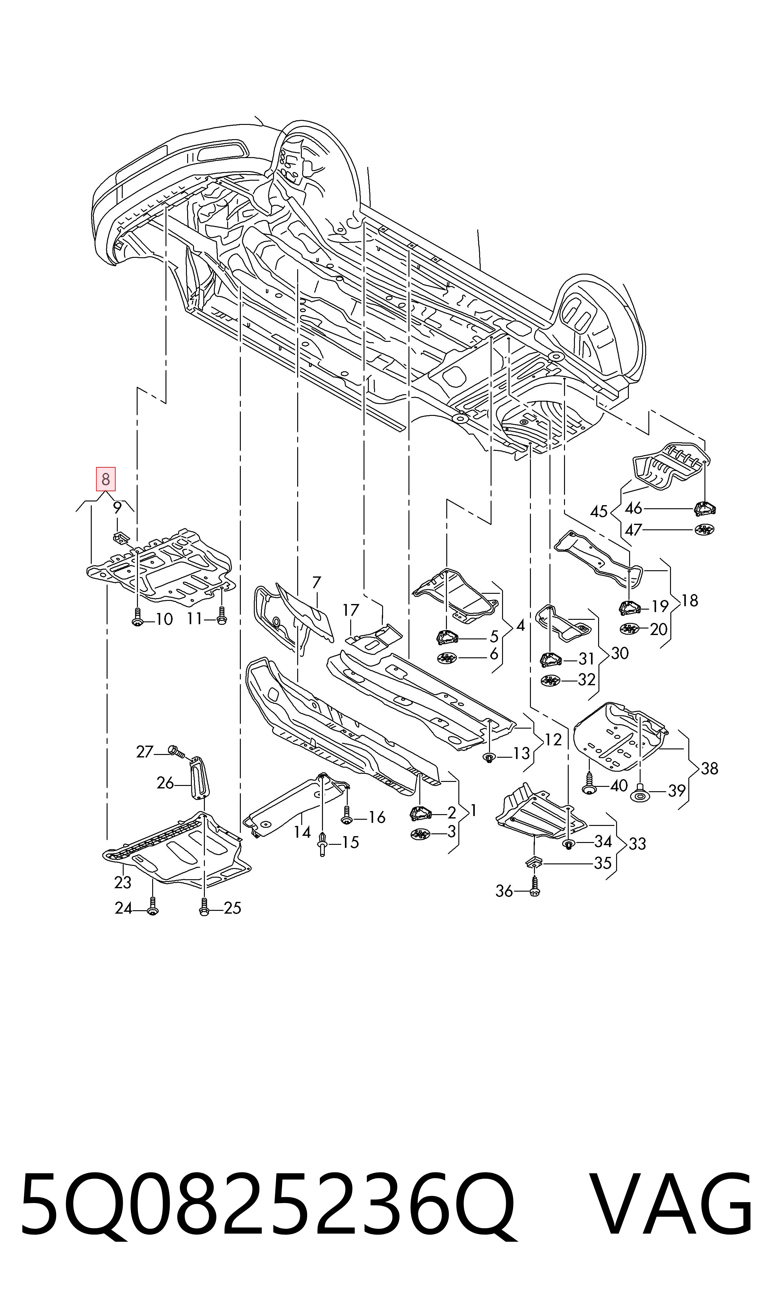 5Q0825236Q VAG Proteção de motor, de panela (da seção de motor)