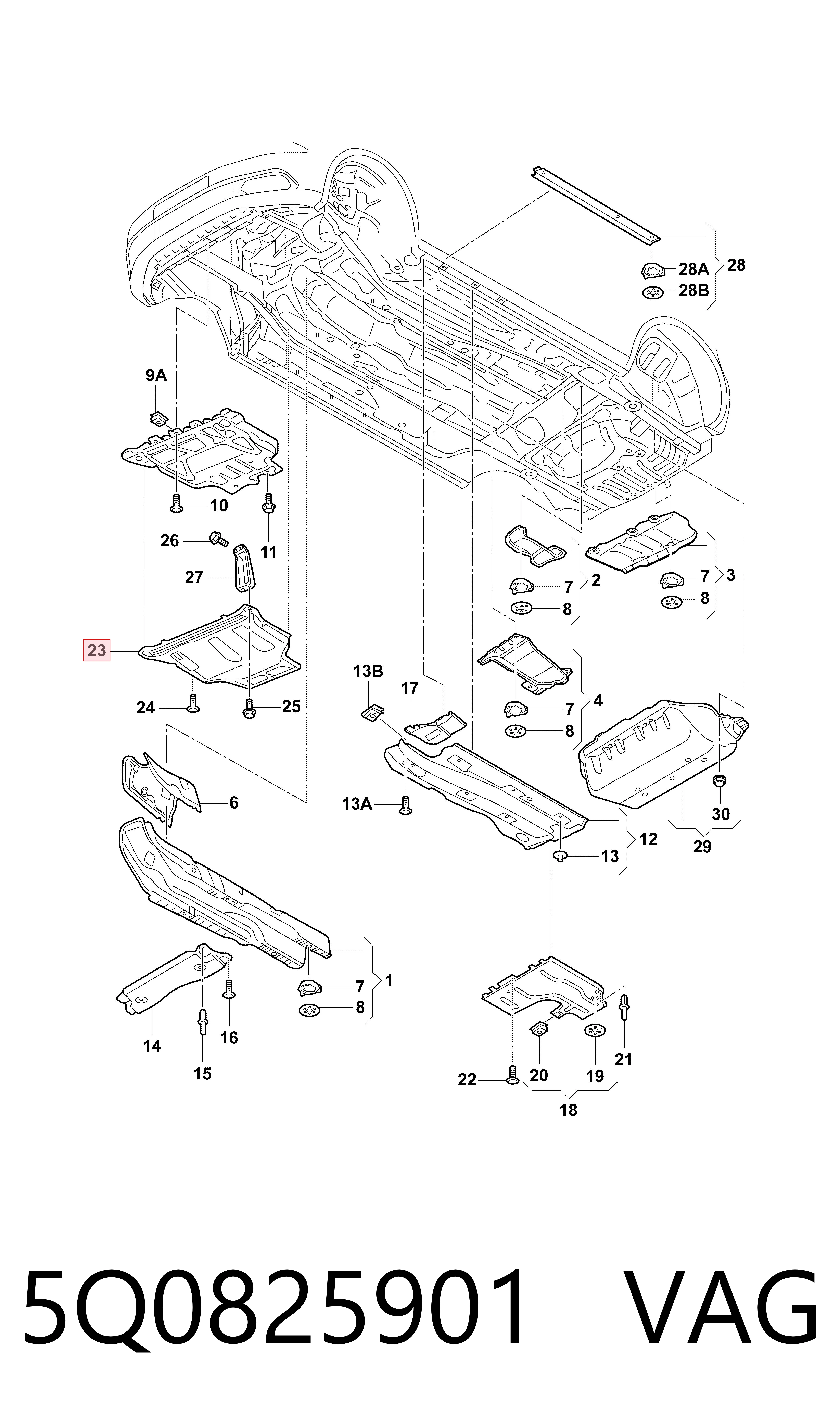 5Q0825901 VAG Proteção de motor, de panela (da seção de motor)
