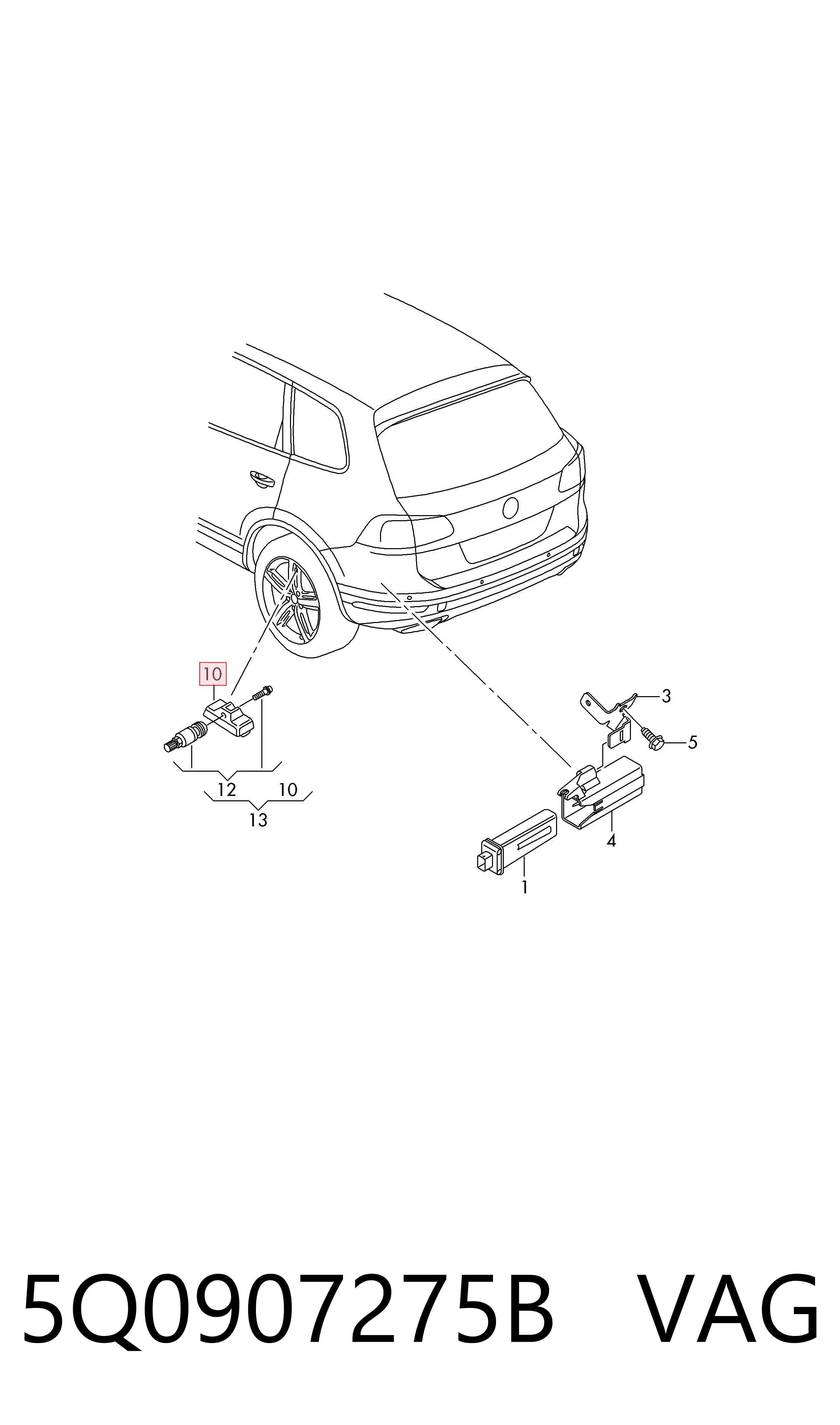 Sensor de pressão de ar nos pneus VAG 5Q0907275B preço, a partir de 77,72 USD