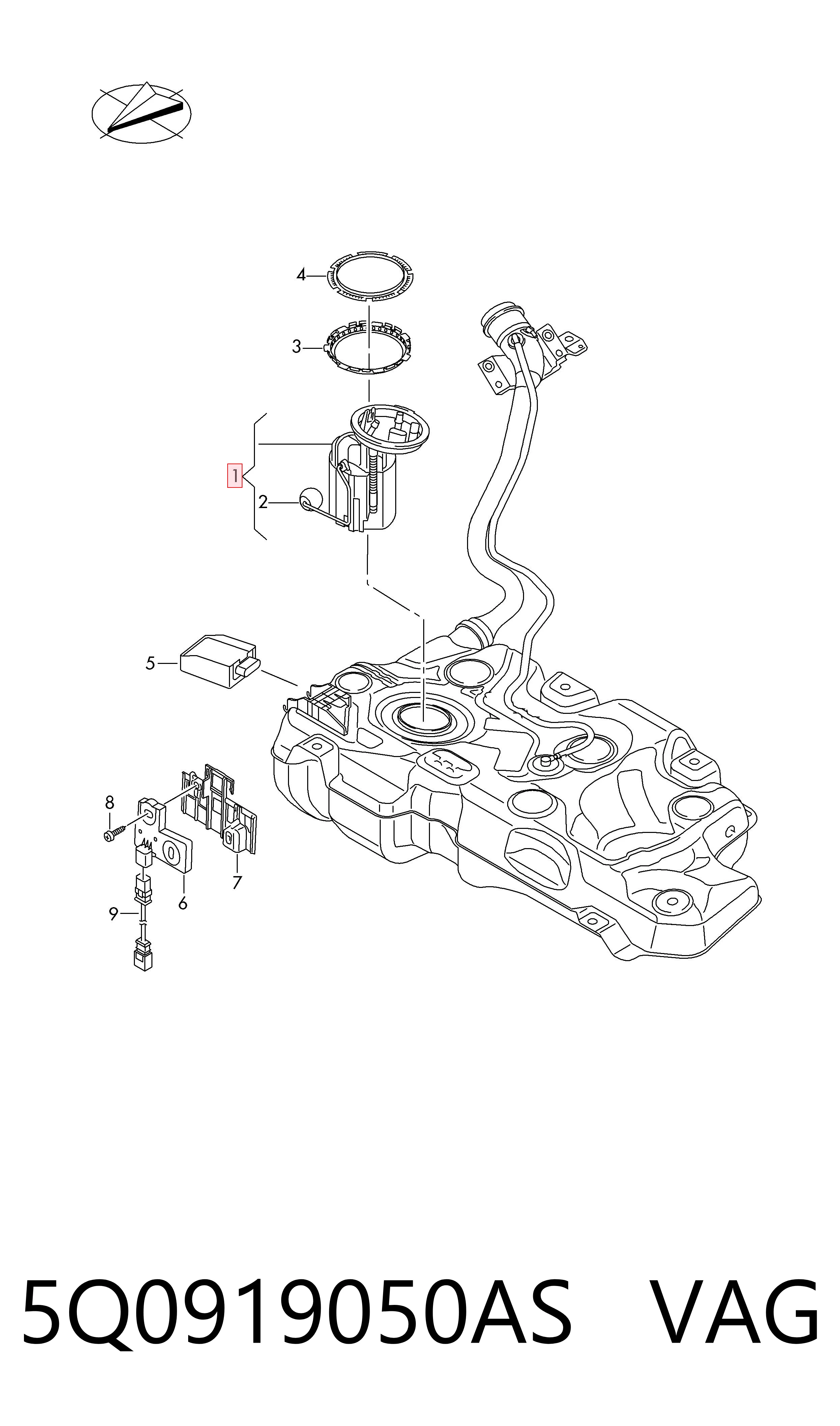Módulo de bomba de combustível com sensor do nível de combustível Volkswagen Golf VIII CG5, DB5