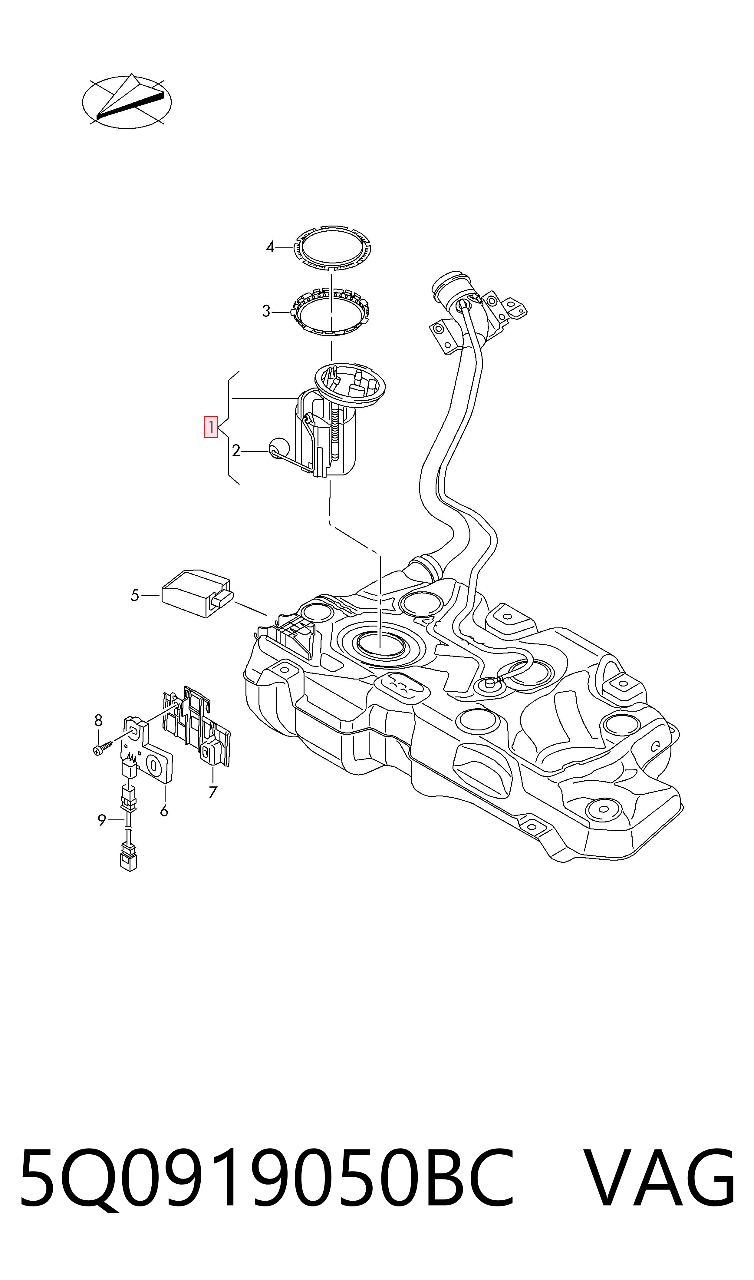 Módulo de bomba de combustível com sensor do nível de combustível VAG 5Q0919050BC preço, a partir de 125,99 USD