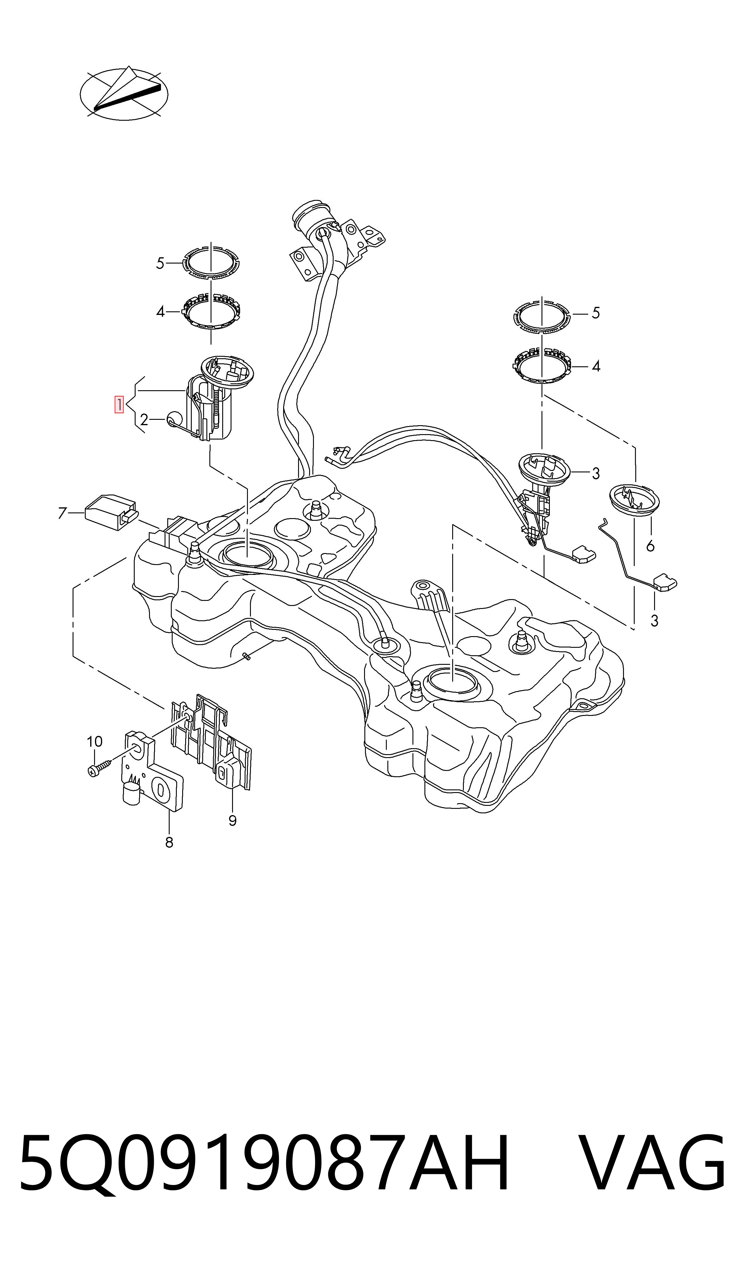 5Q0919087AH VAG Módulo de bomba de combustível com sensor do nível de combustível