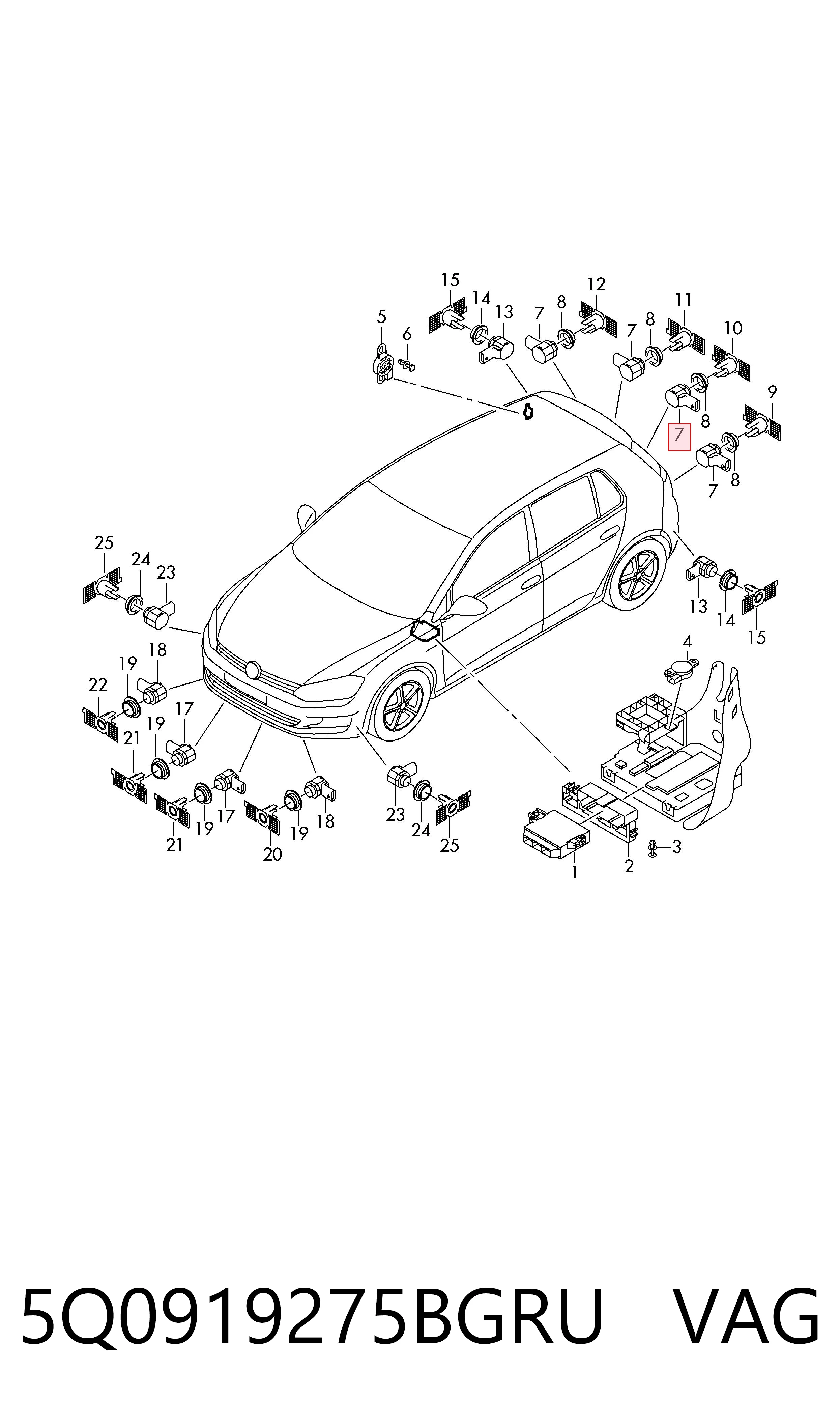 Compre 5Q0919275BGRU VAG Sensor traseiro de sinalização de estacionamento (sensor de estacionamento)