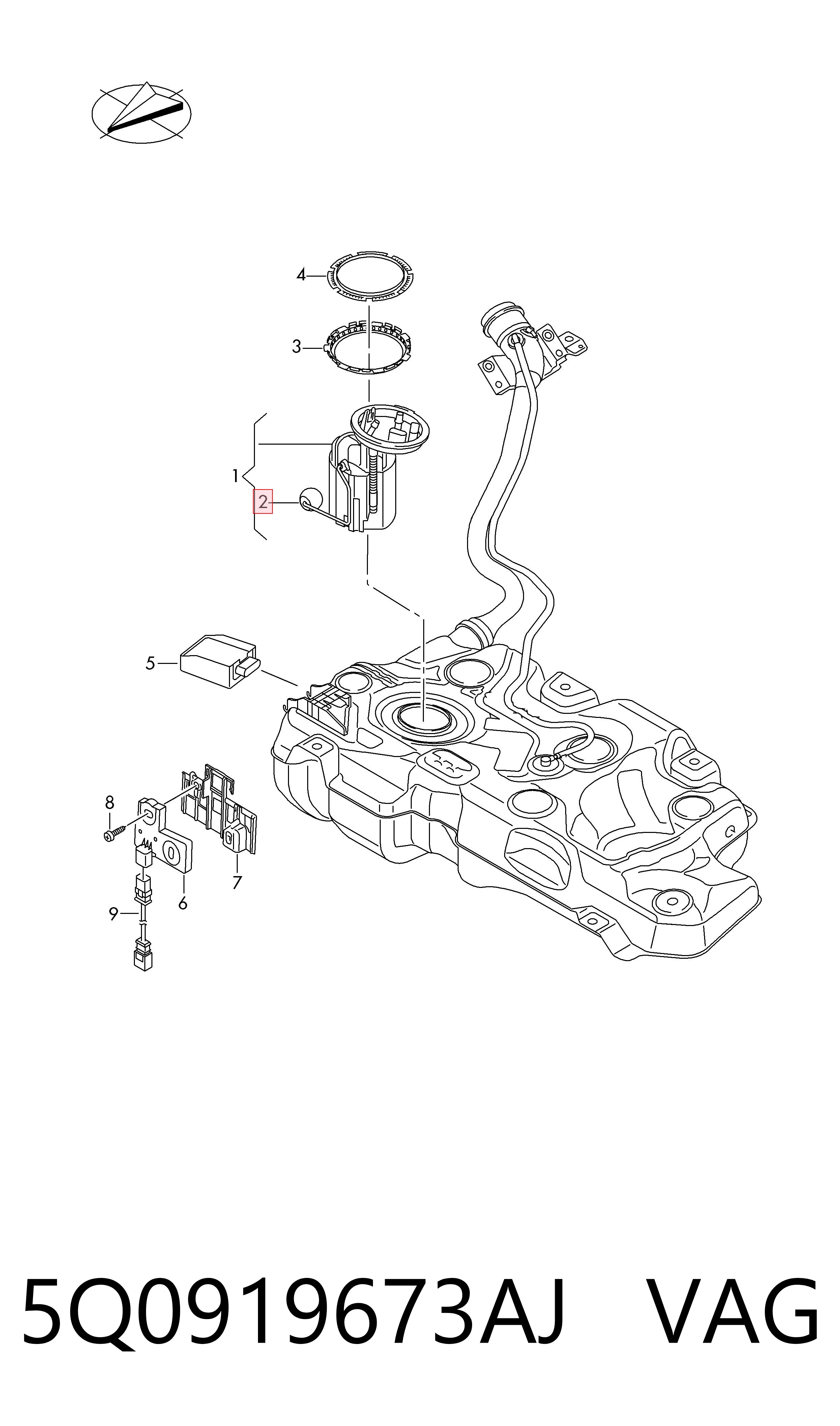 Sensor do nível de combustível no tanque para Skoda Octavia III A7 5E3, NL3, NR3