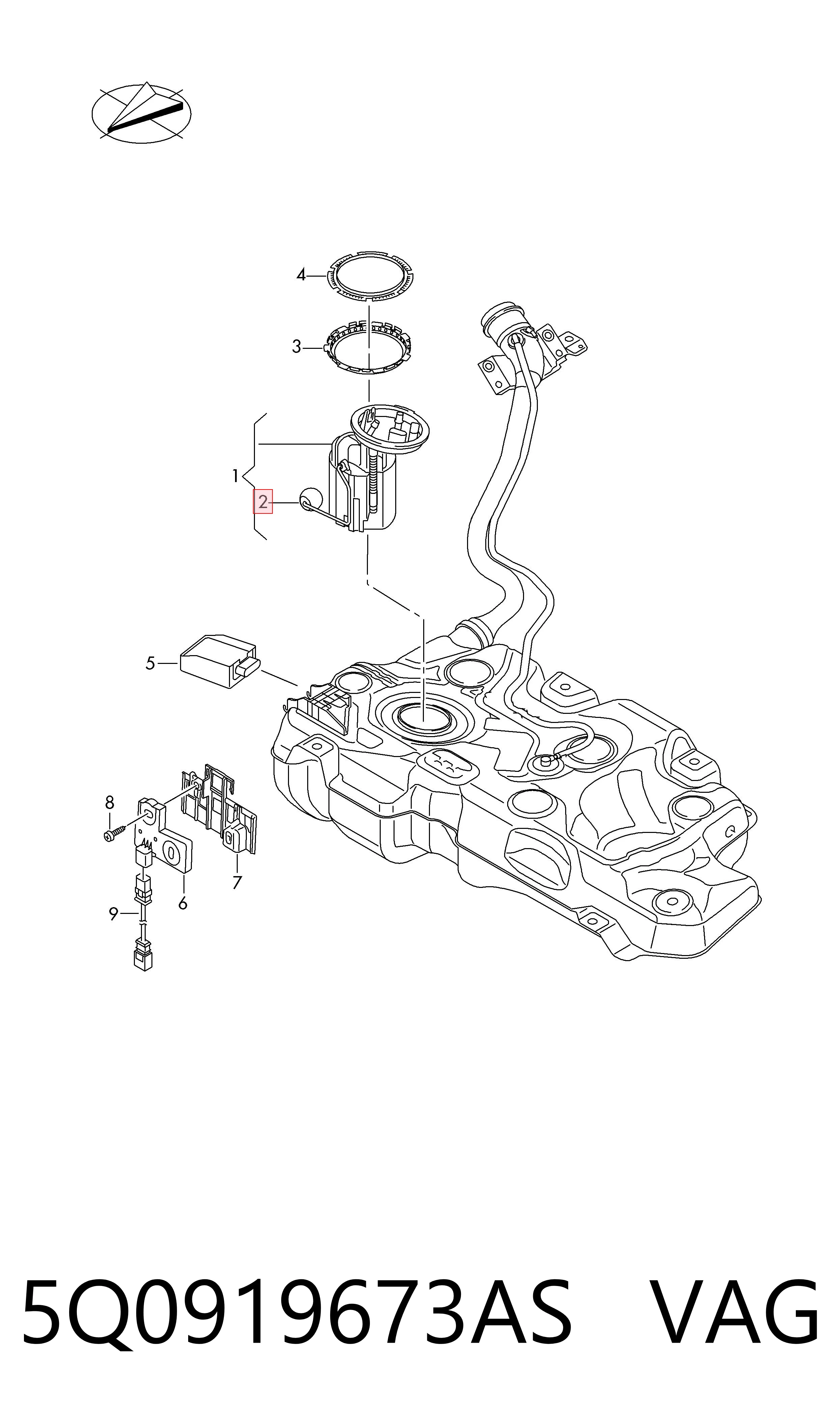 5Q0919673AS VAG Sensor do nível de combustível no tanque