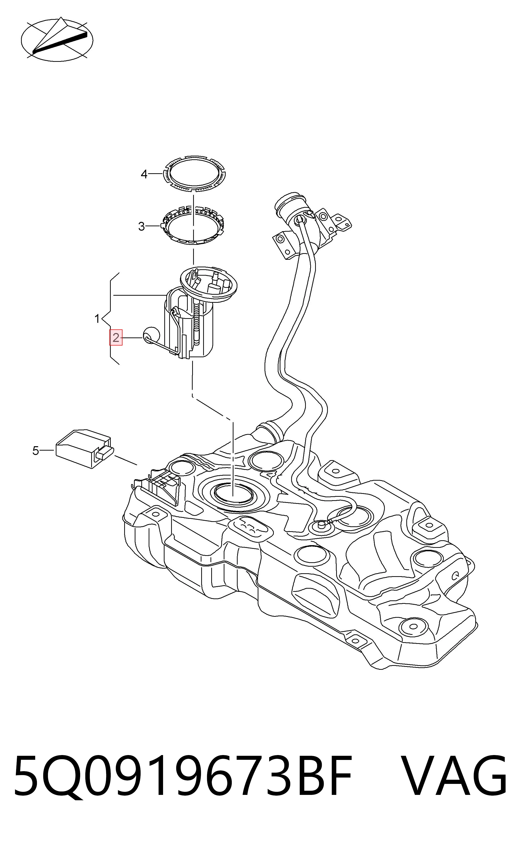 5Q0919673BF VAG Sensor do nível de combustível no tanque