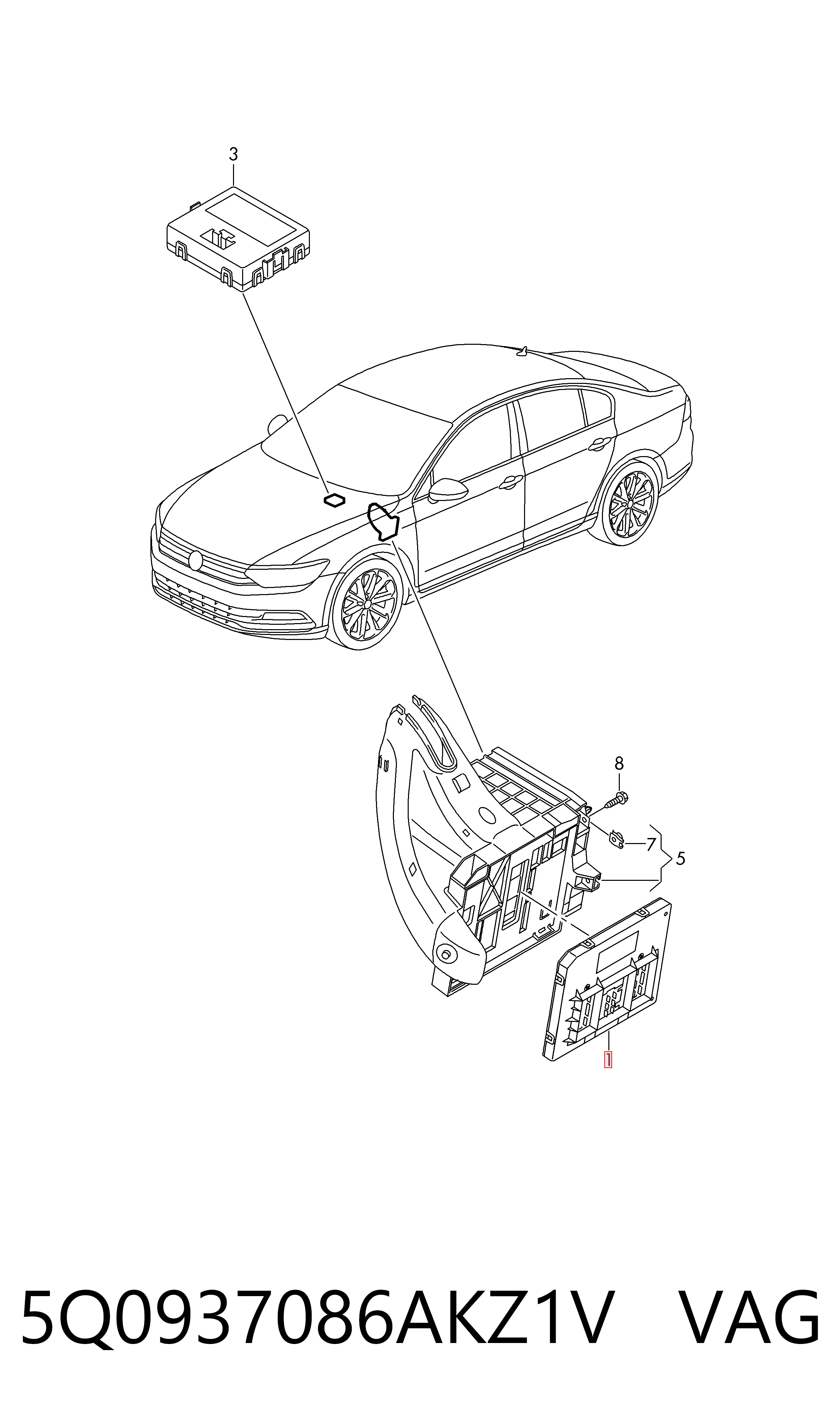 Unidade de conforto para Volkswagen Passat B8 3G2, CB2