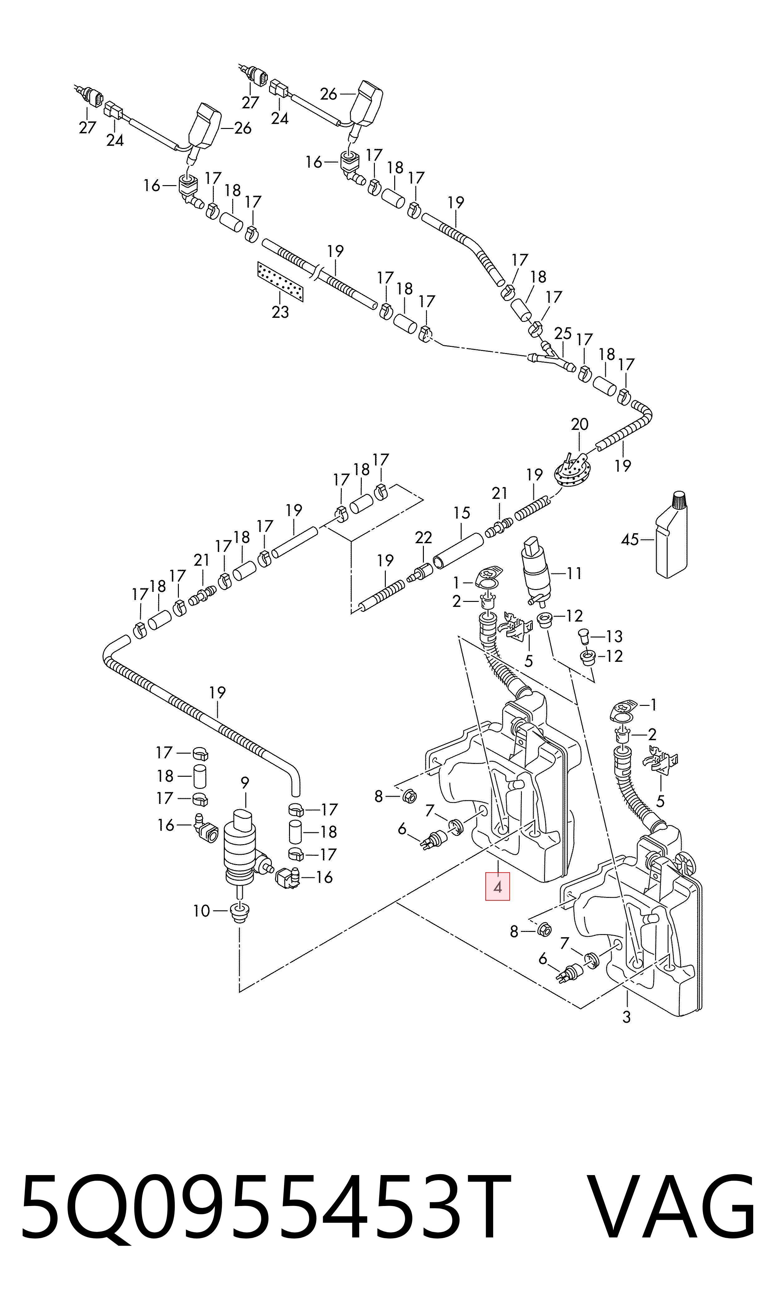 Compre 5Q0955453T VAG Tanque de fluido para lavador de vidro