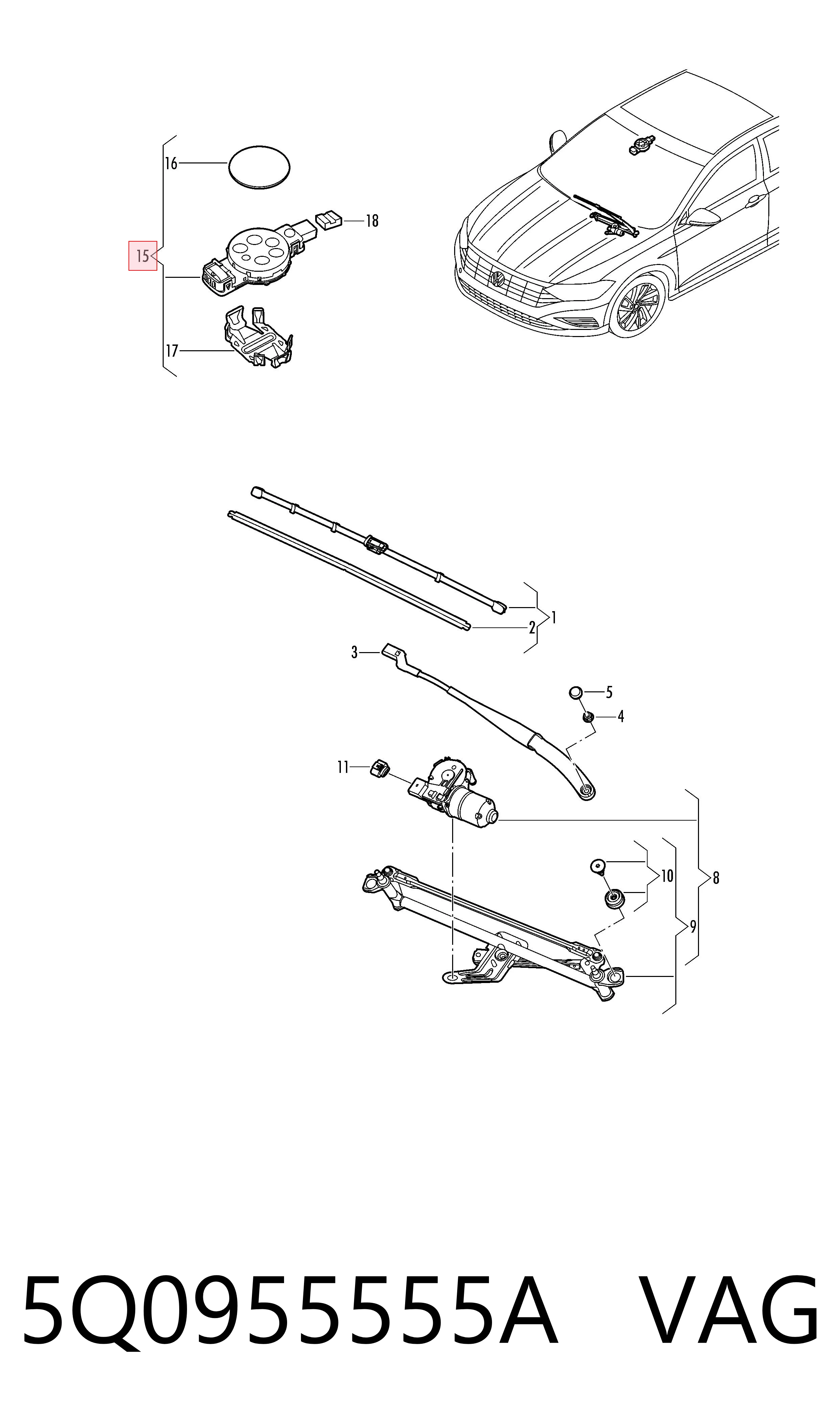 5Q0955555A VAG Sensor de chuva