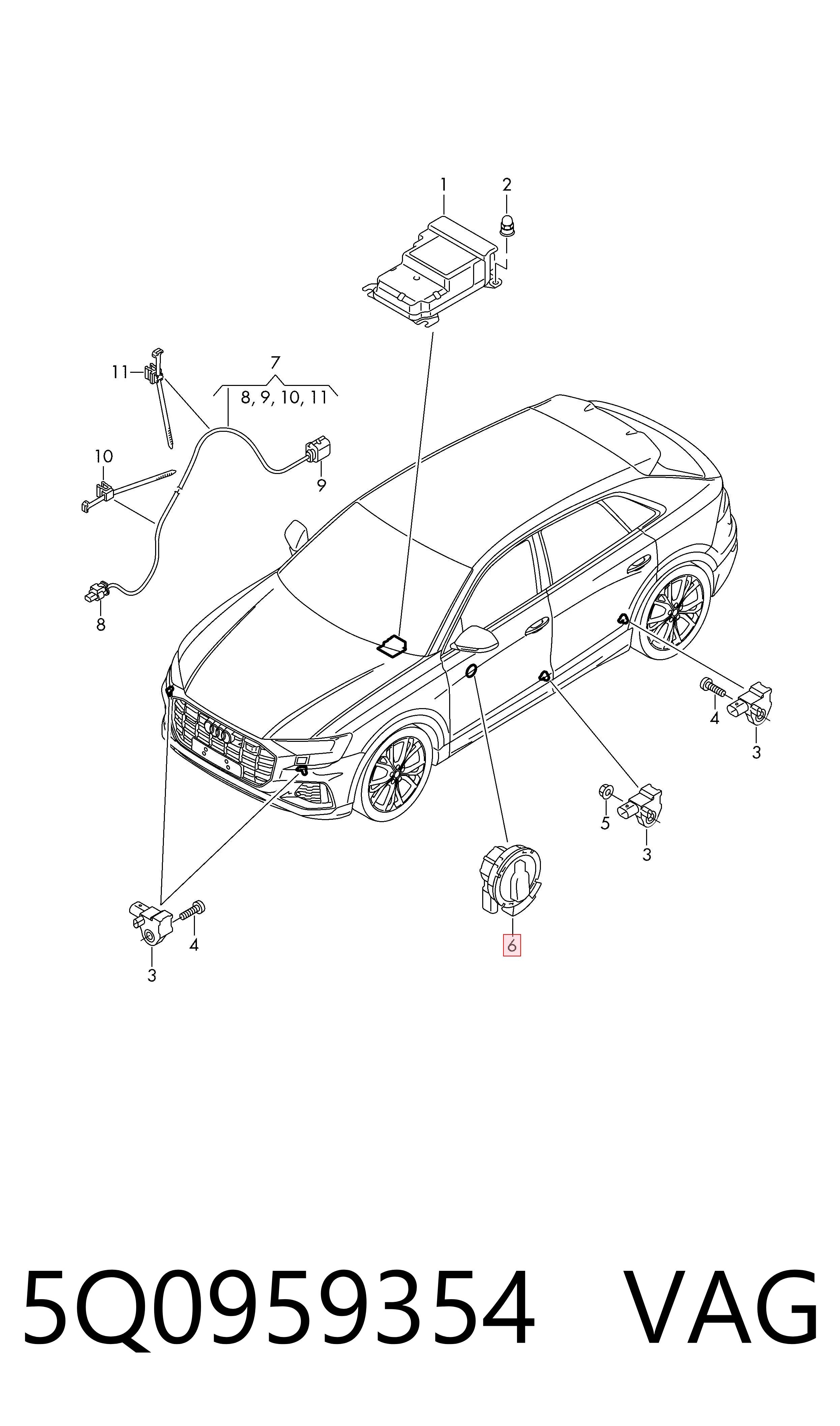 5Q0959354 VAG Sensor AIRBAG dianteiro