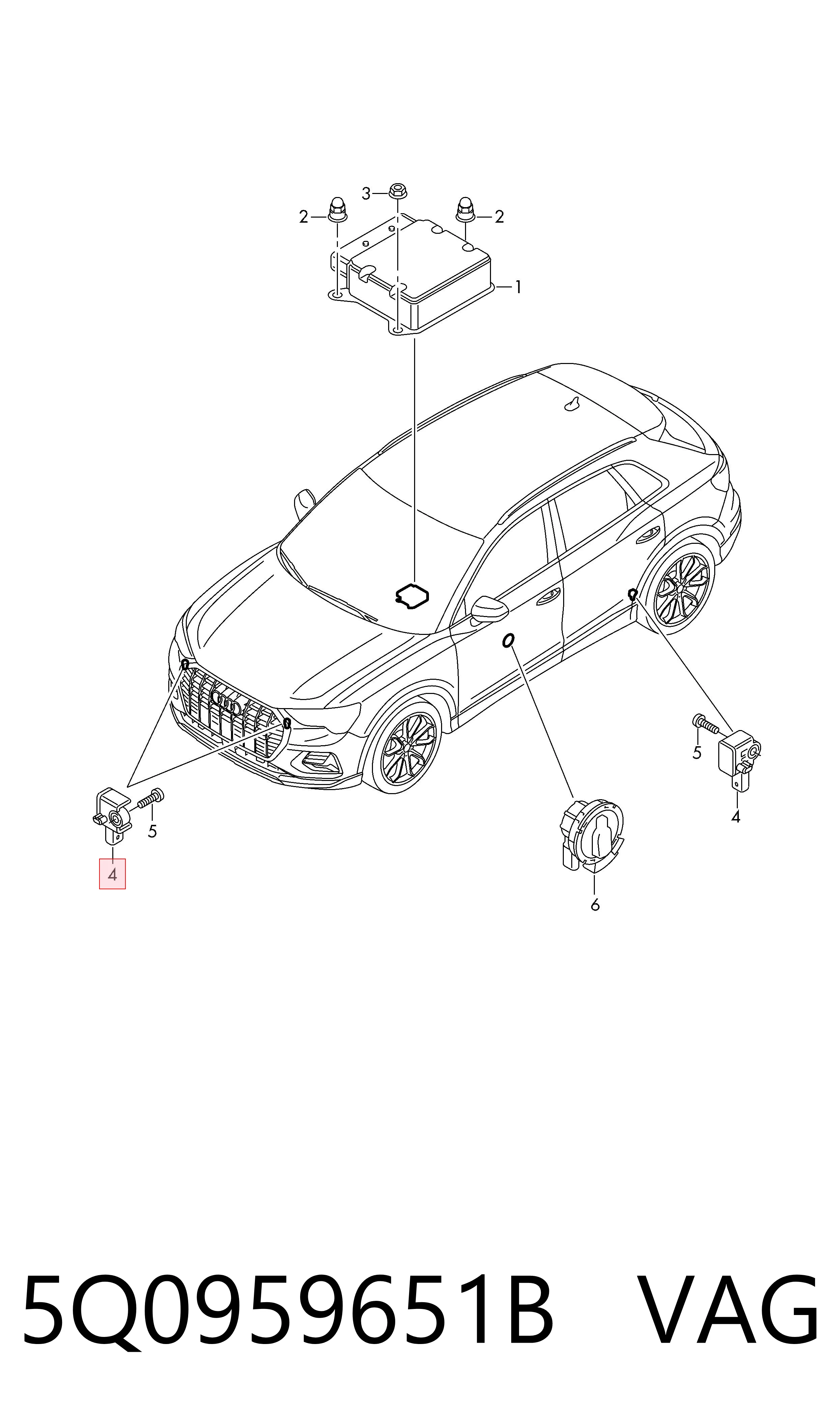 Compre 5Q0959651B VAG Sensor AIRBAG dianteiro