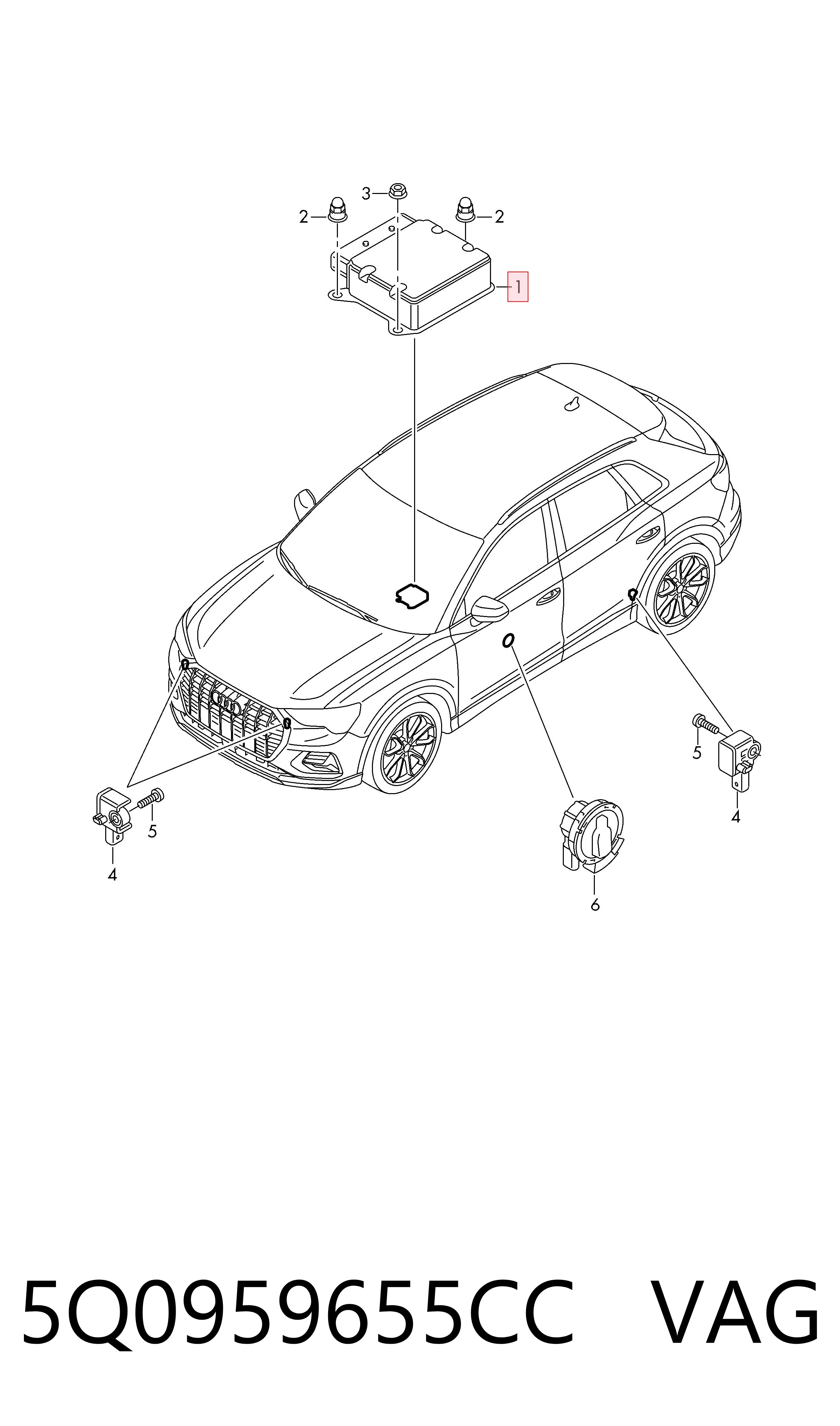 5Q0959655CC VAG Módulo processador de controlo da bolsa de ar (Centralina eletrônica AIRBAG)