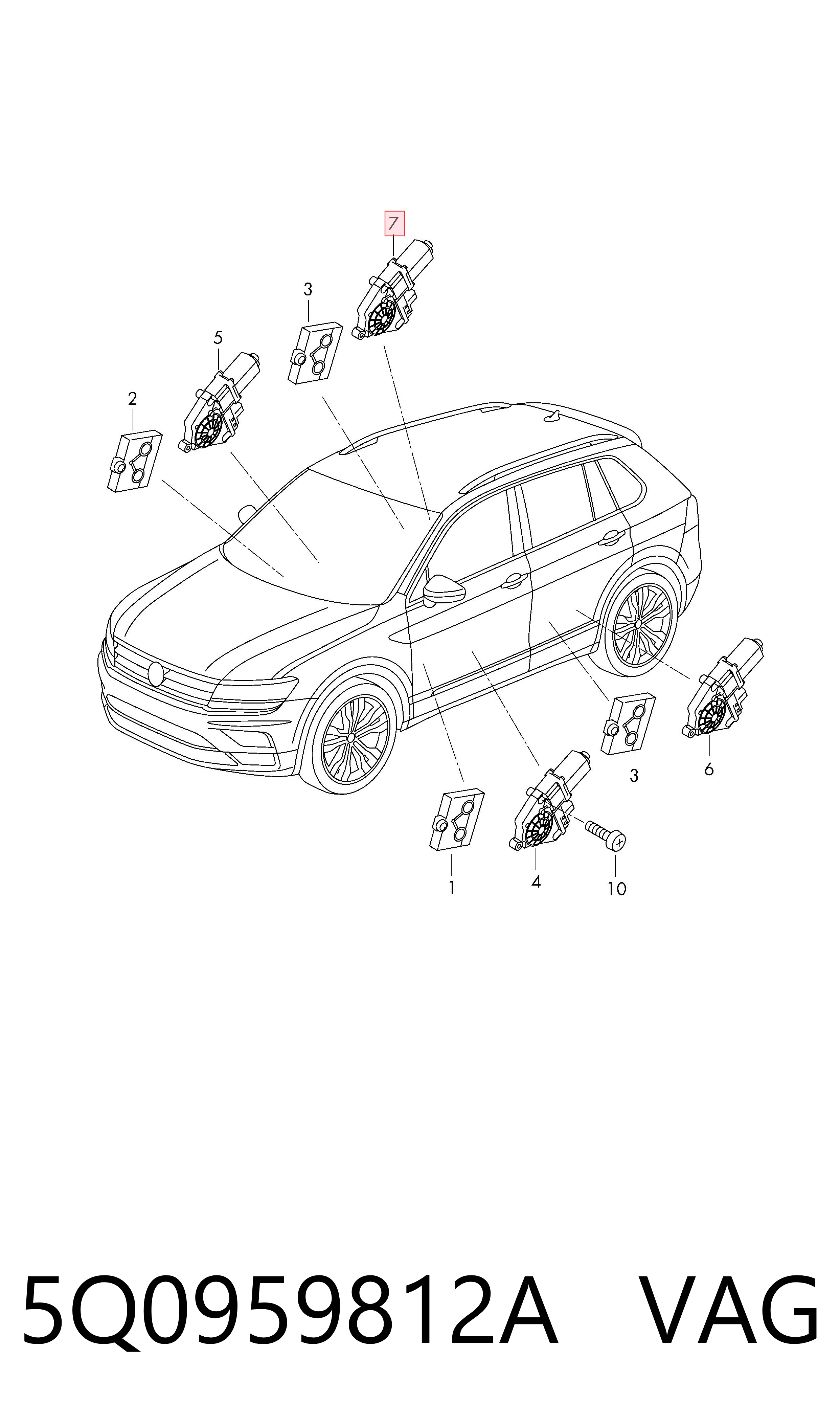 5Q0959812A VAG Motor de acionamento de vidro da porta traseira direita