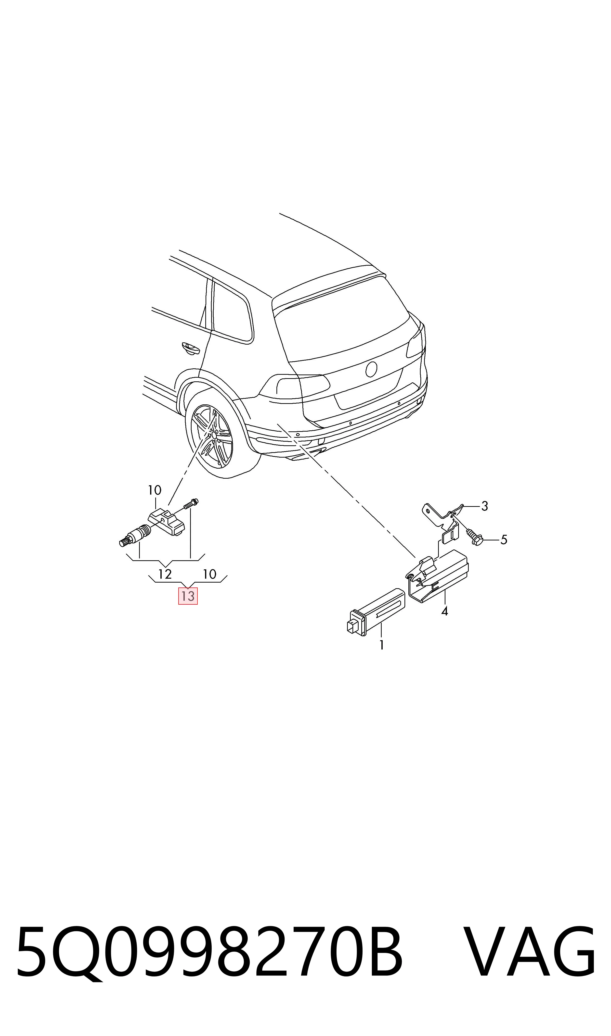 Sensor de pressão de ar nos pneus VAG 5Q0998270B preço, a partir de 74,86 USD