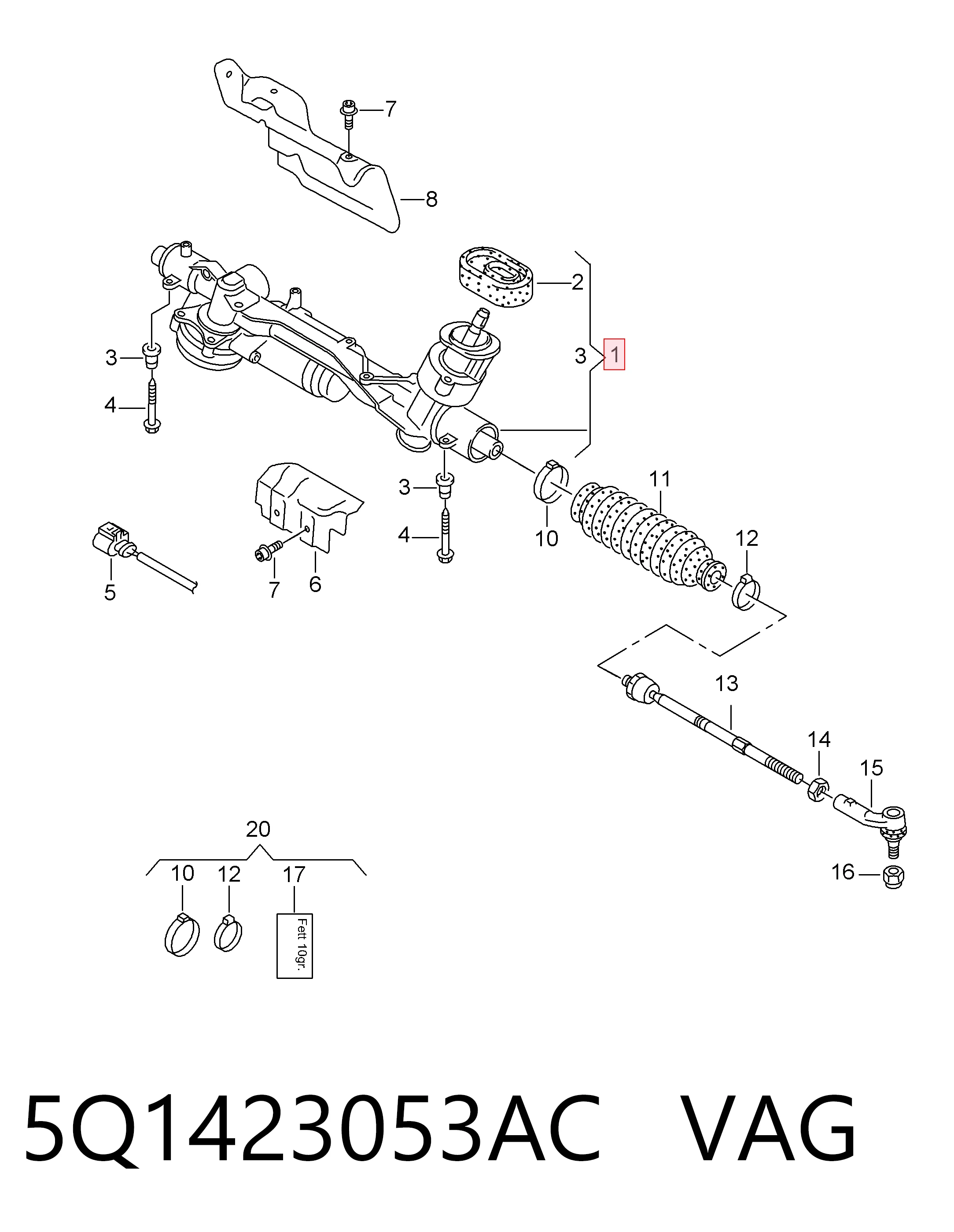 Cremalheira da direção Bosch KS00003784