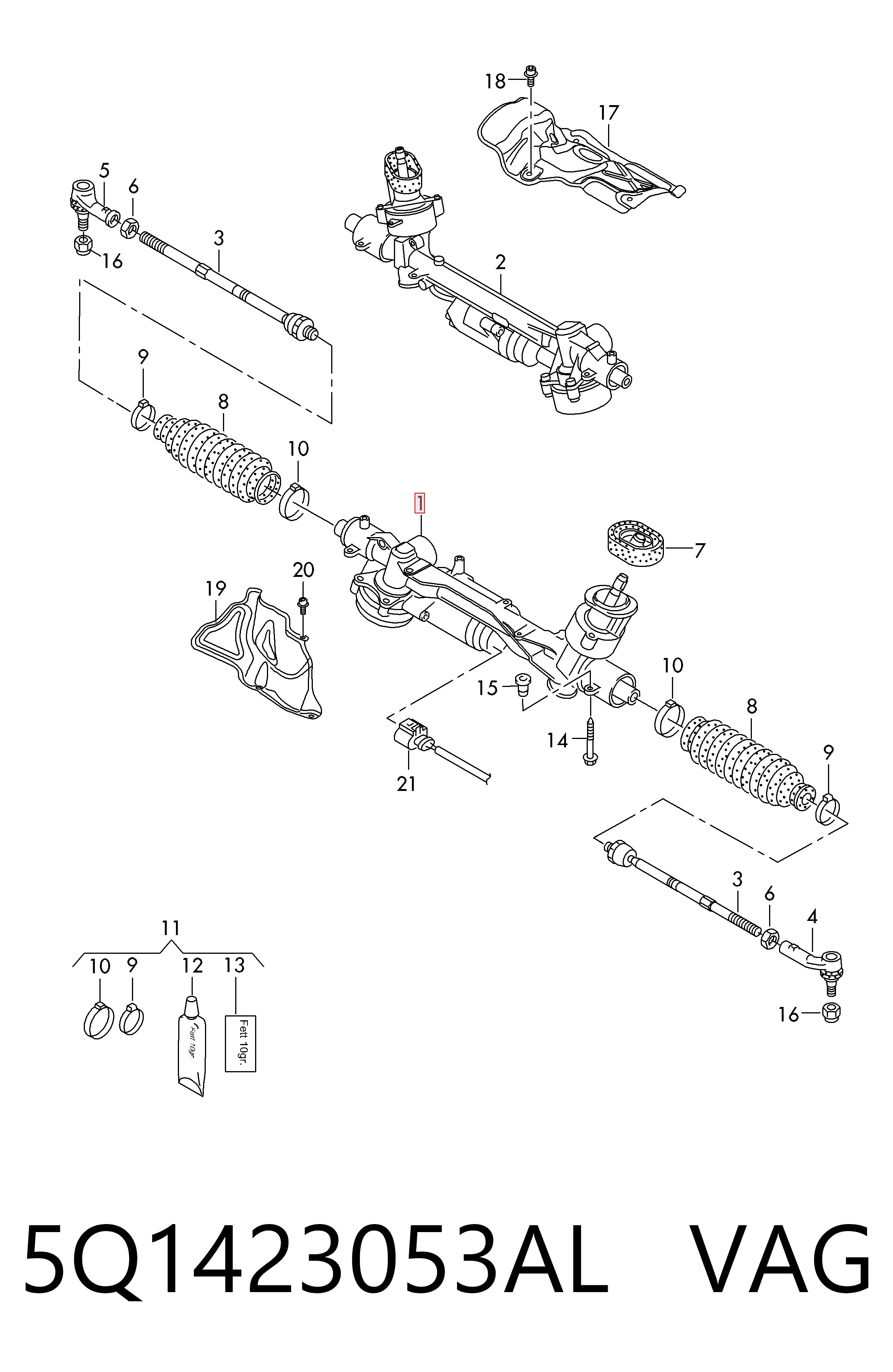 Cremalheira da direção KS00003784 Bosch