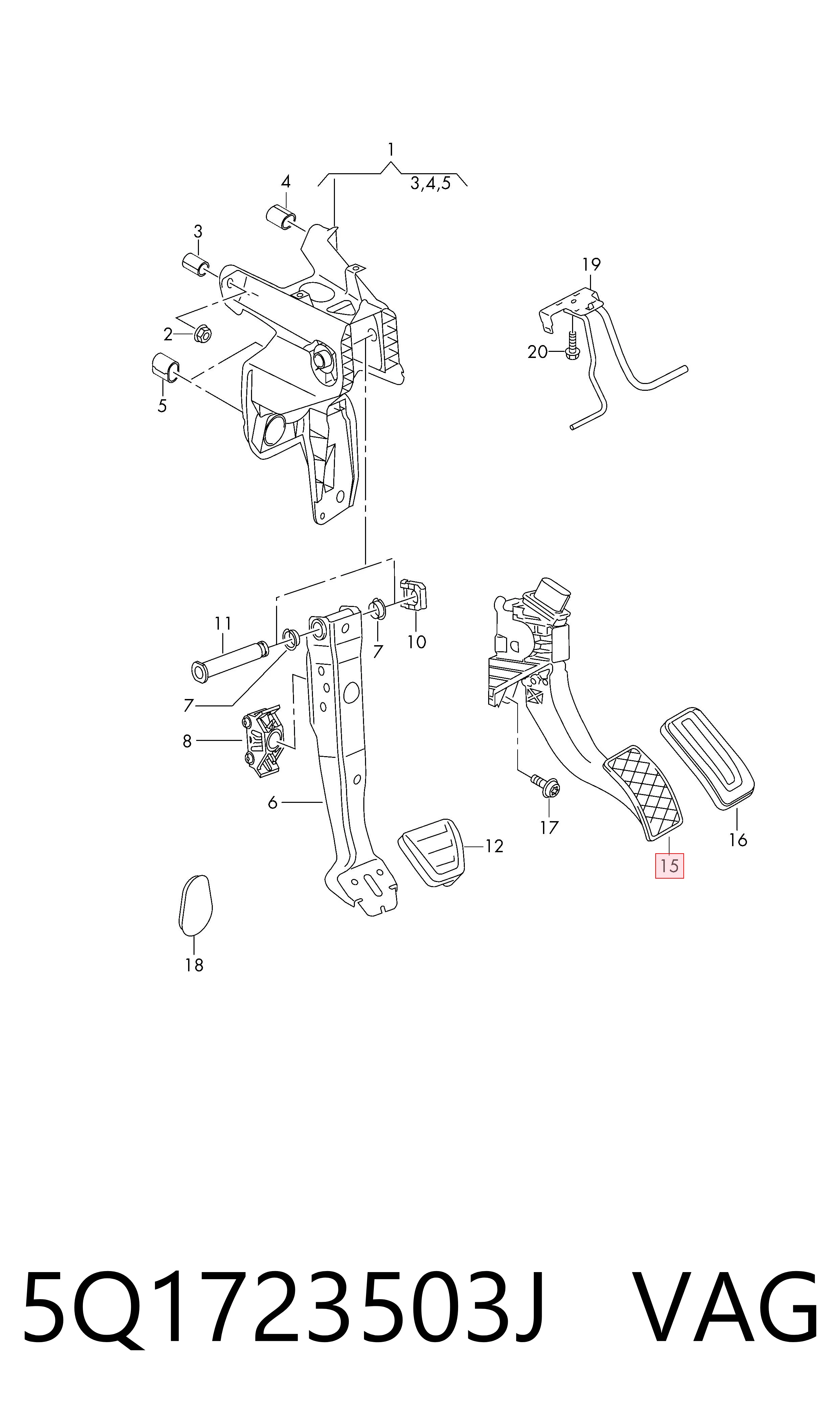 Pedal de gás (de acelerador) Volkswagen Tiguan Allspace  BW2, BJ2