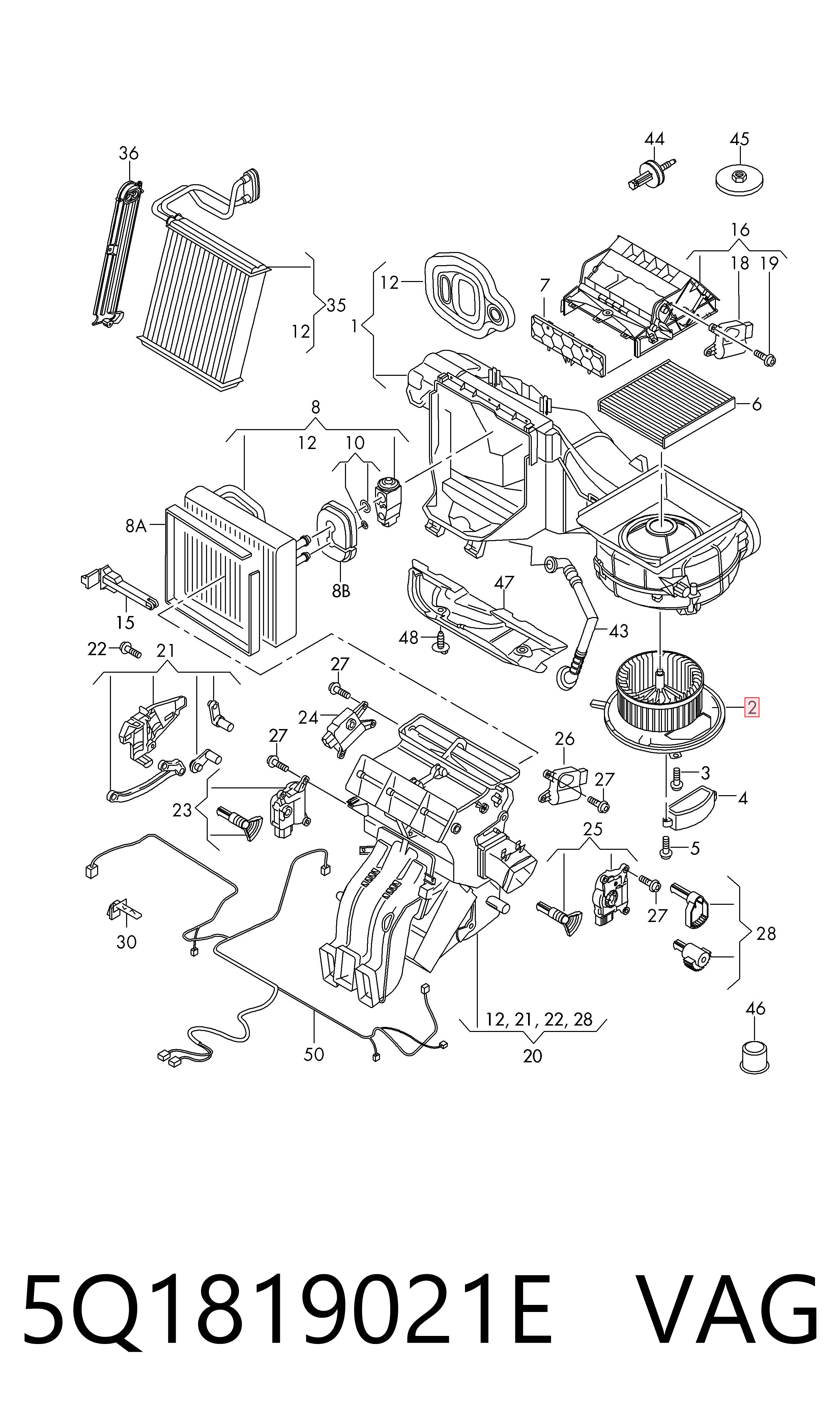 5Q1819021E VAG Motor de ventilador de forno (de aquecedor de salão)
