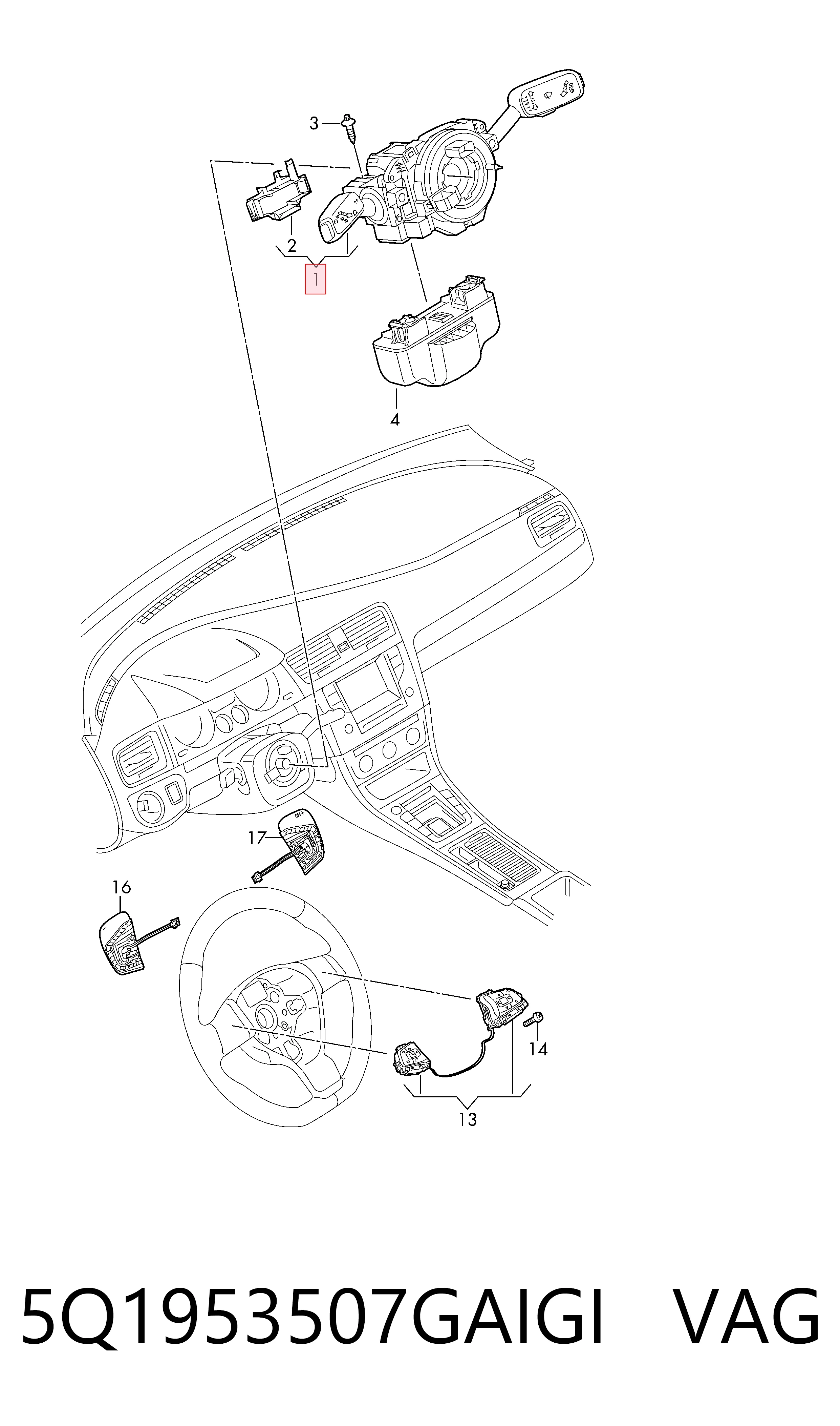 Anel AIRBAG de contato, cabo plano do volante VAG 5Q1953507GAIGI preço, a partir de 205,99 USD