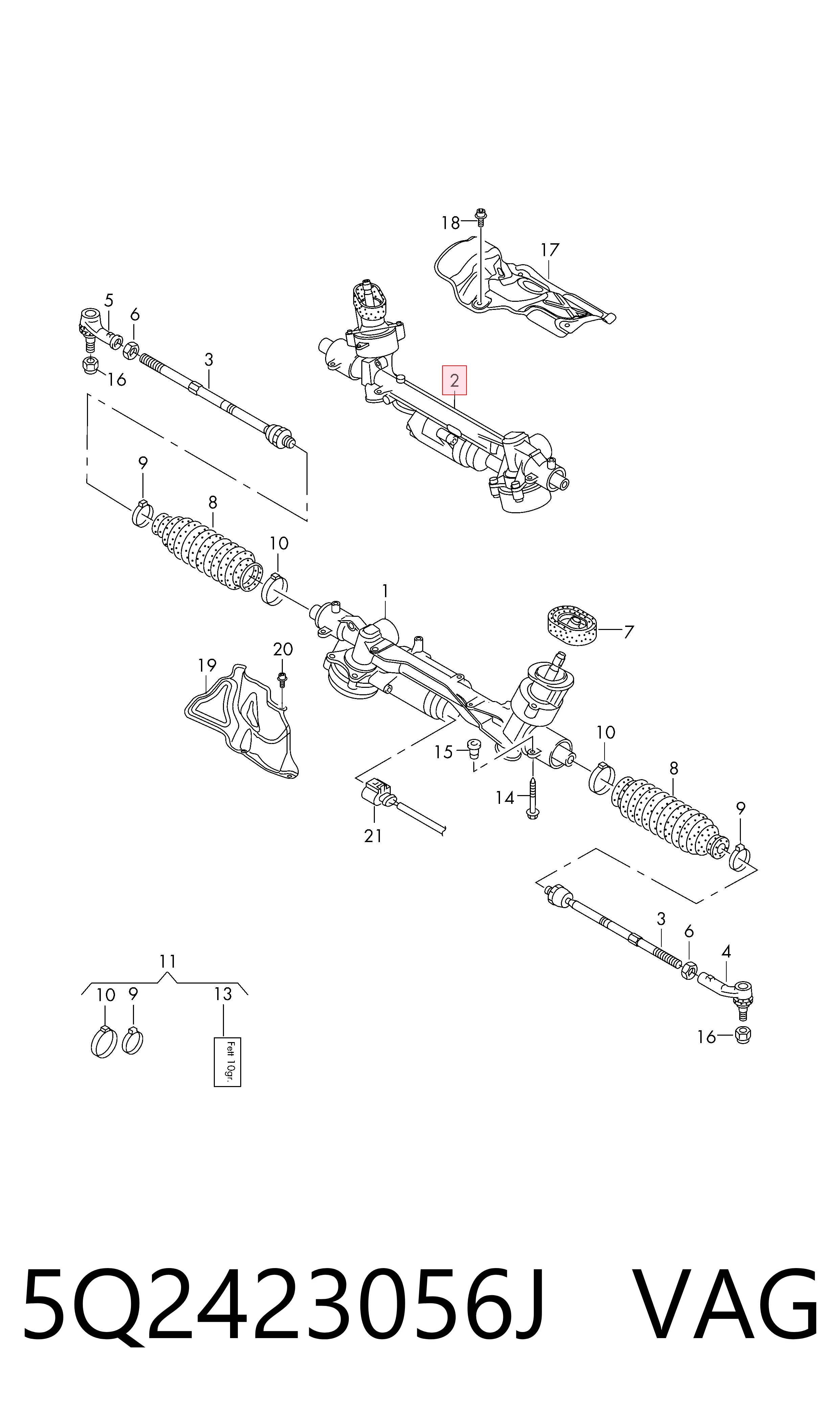  Cremalheira da direção Audi TT roadster (FV9, FVR) (2014 - 2026) 