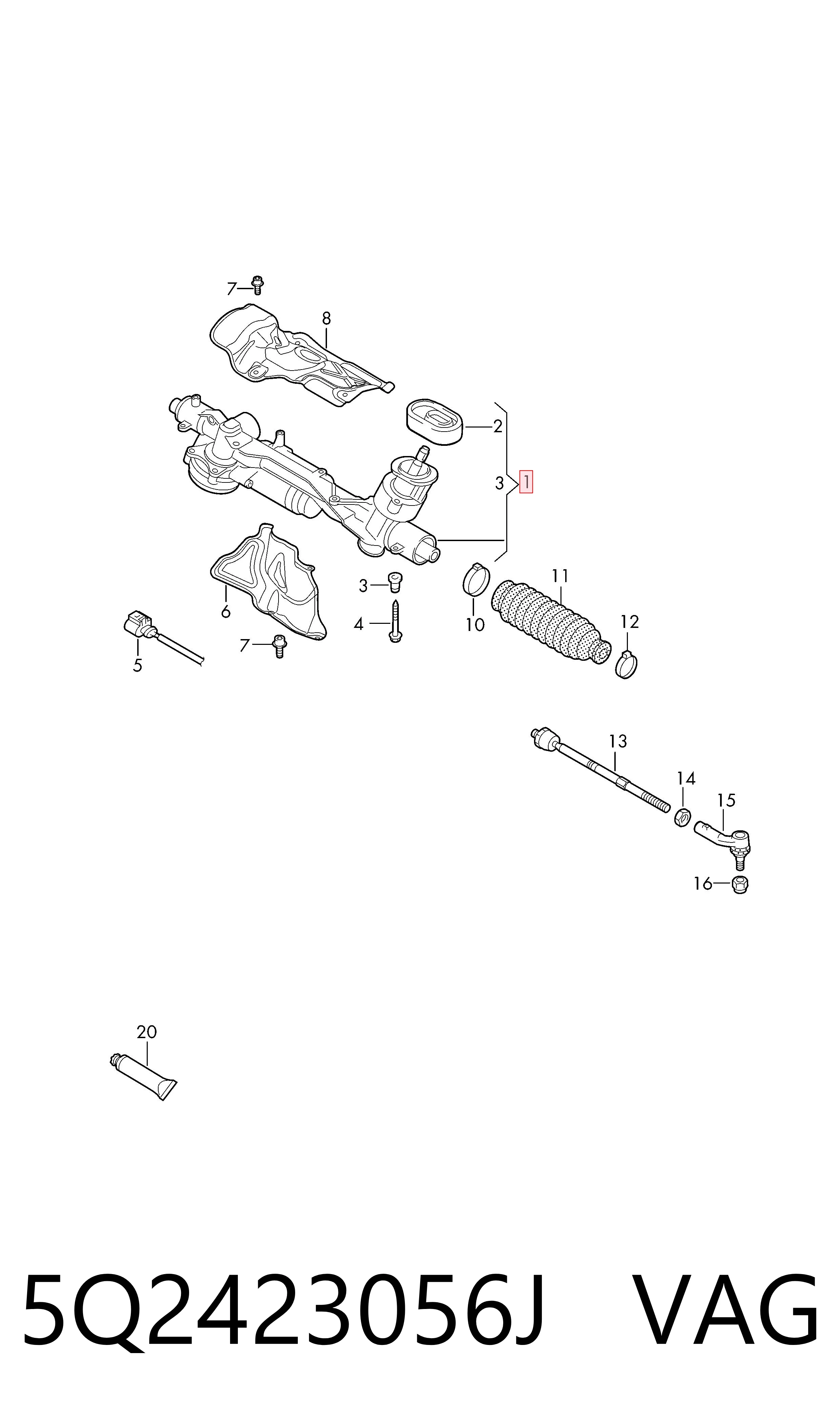 Cremalheira da direção Audi TT  FV9, FVR
