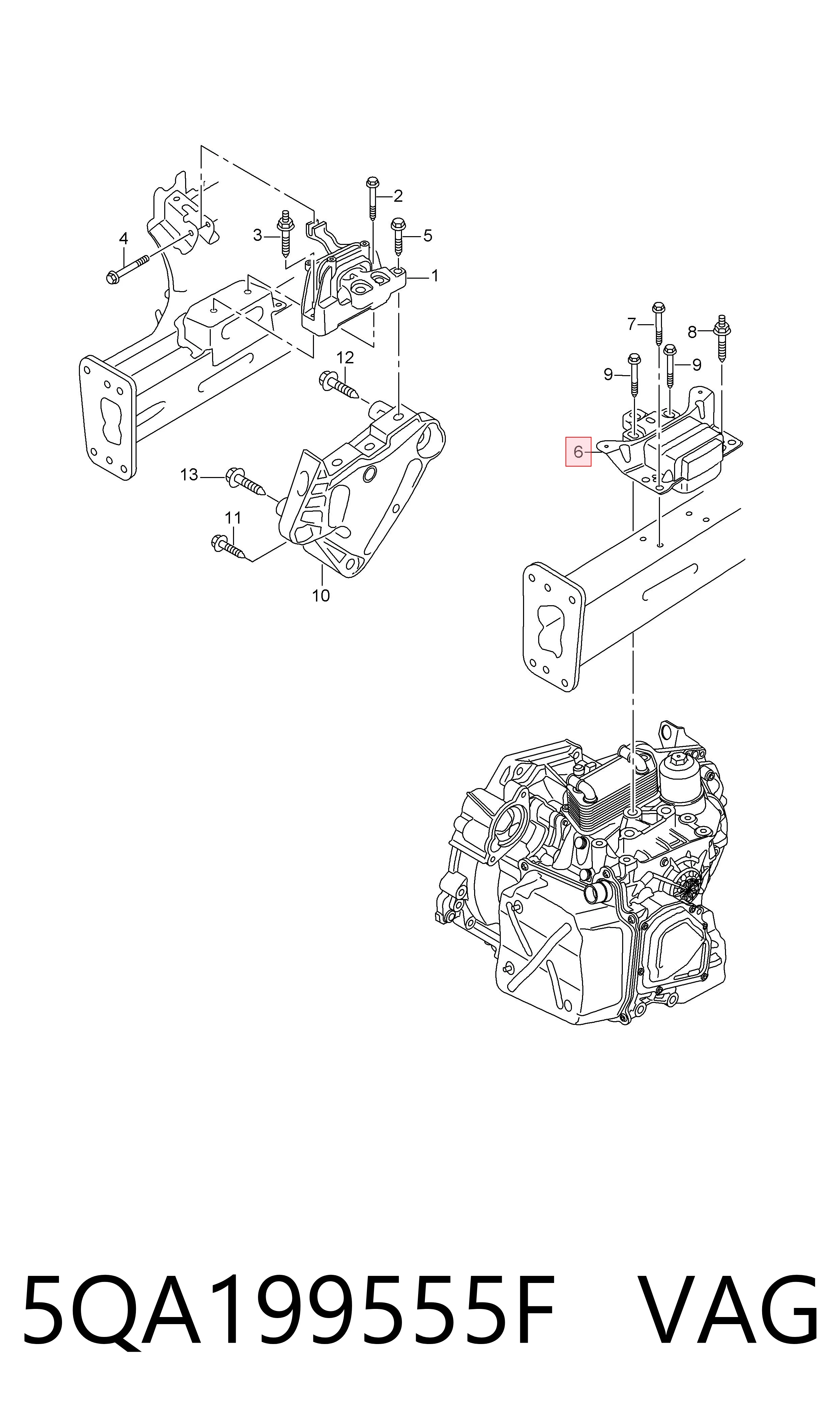 Coxim (suporte) esquerdo de motor VAG 5QA199555F preço, a partir de 122,97 USD