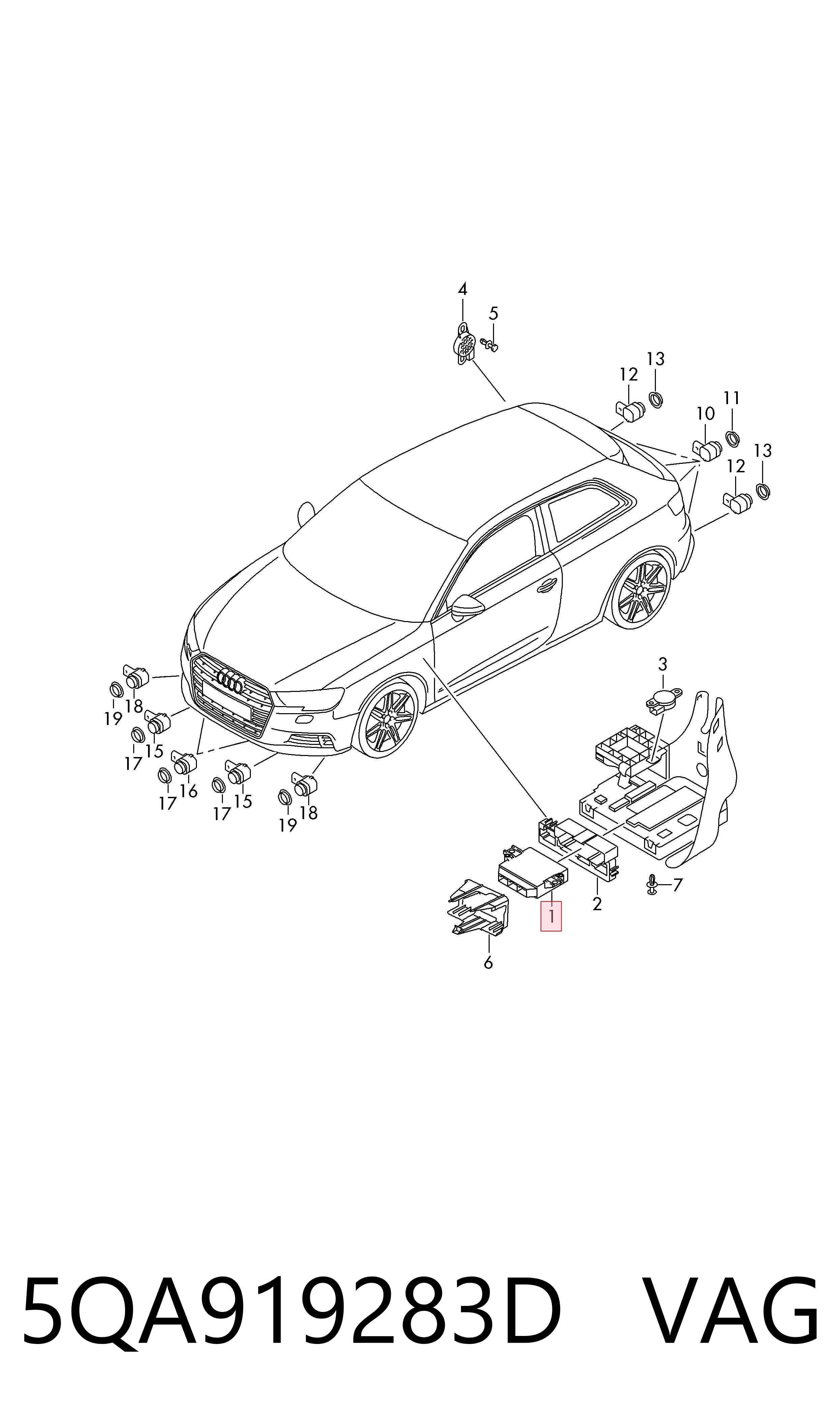  Unidade de dispositivos de segurança Volkswagen Jetta VII sedan (BU3, BU4) (2017 - 2026) VII