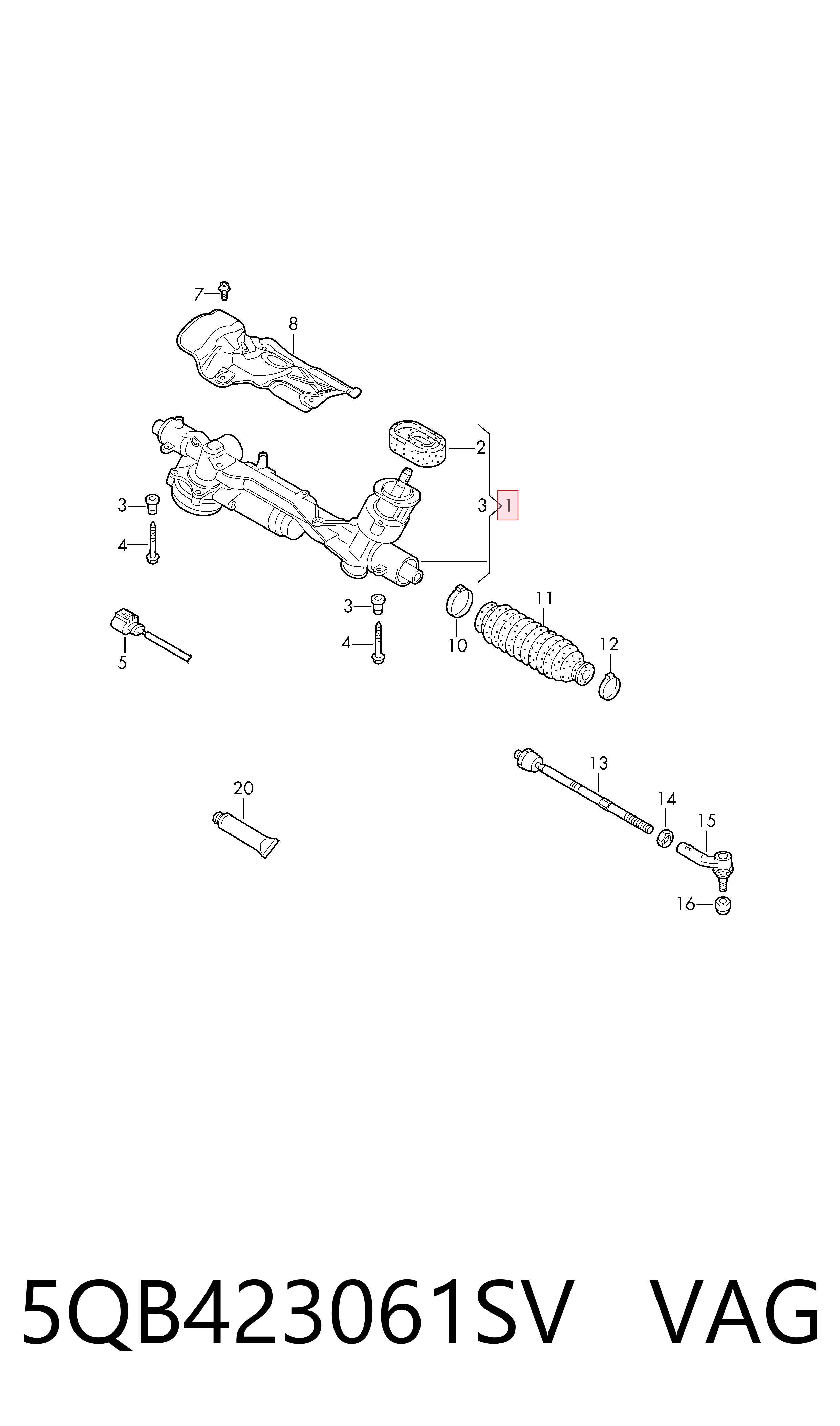  Cremalheira da direção Volkswagen Touran III monovolume (5T1) (2015 - 2026) III
