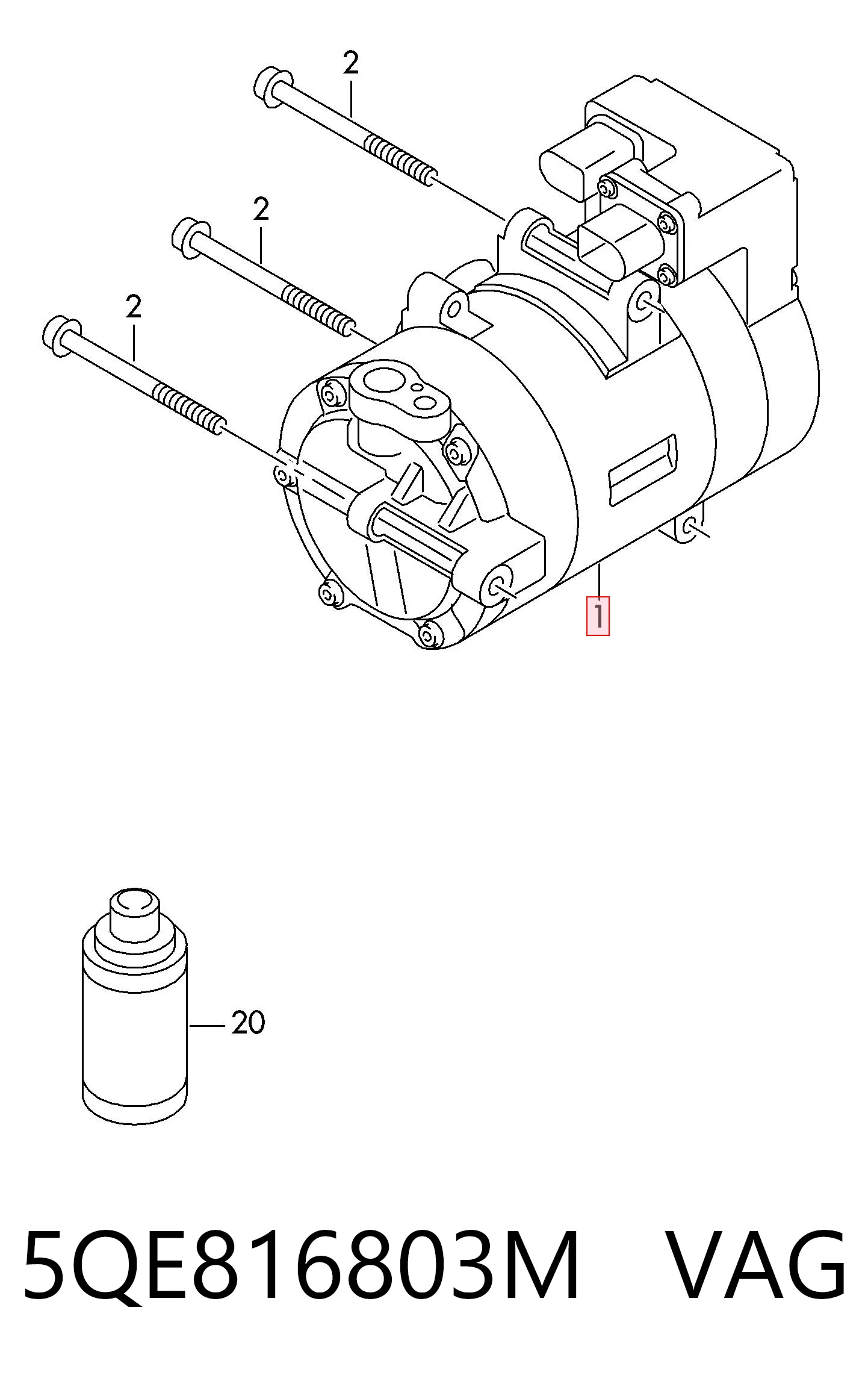 5QE816803M VAG Compressor de aparelho de ar condicionado