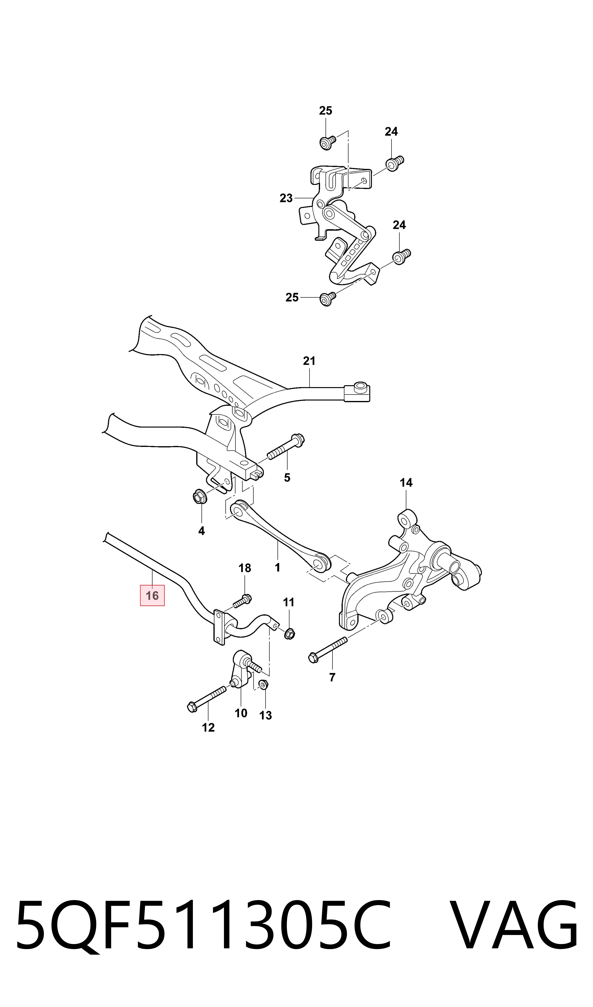 Estabilizador traseiro para Volkswagen Tiguan Allspace  BW2, BJ2
