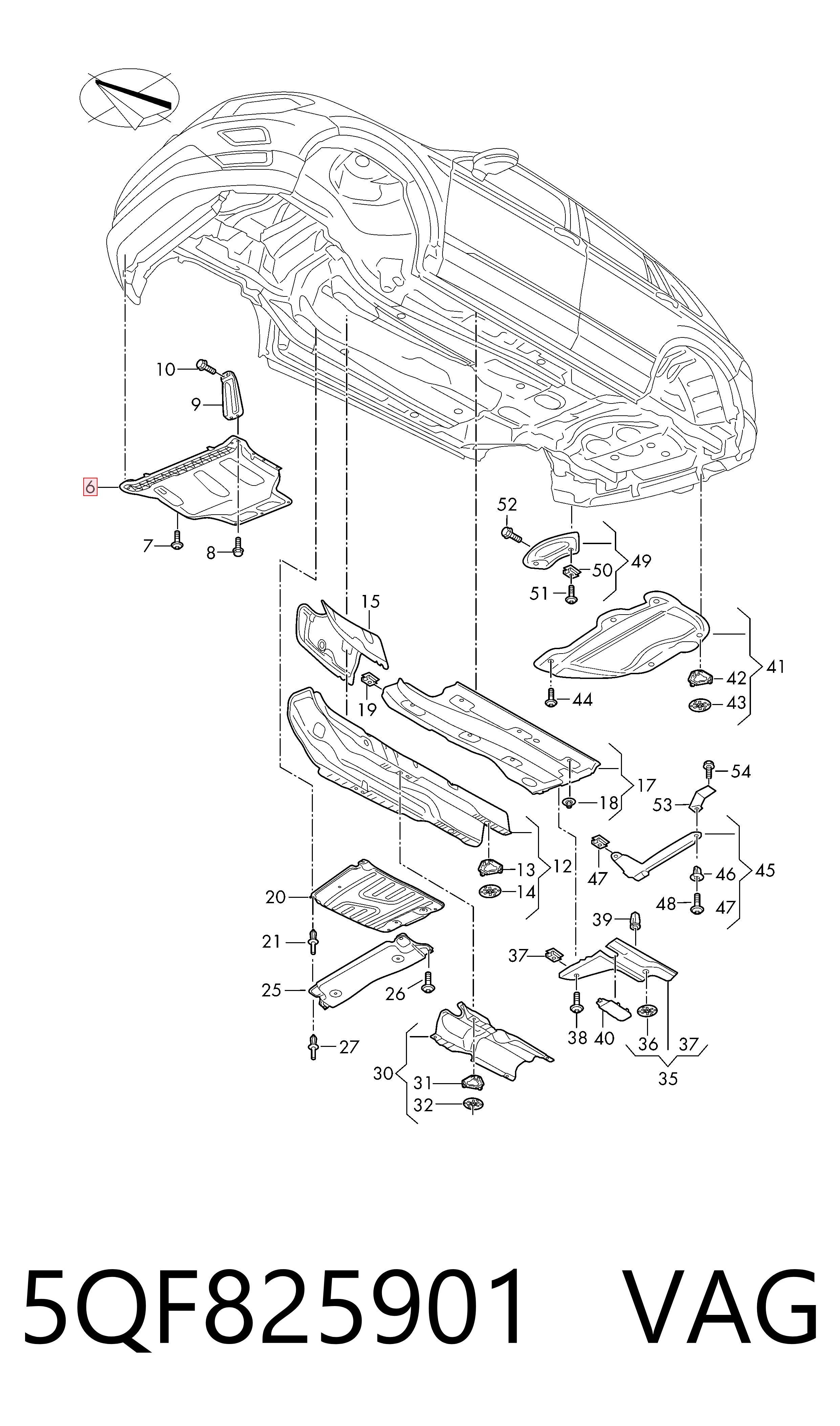 Proteção de motor, de panela (da seção de motor) Audi Q3  F3B