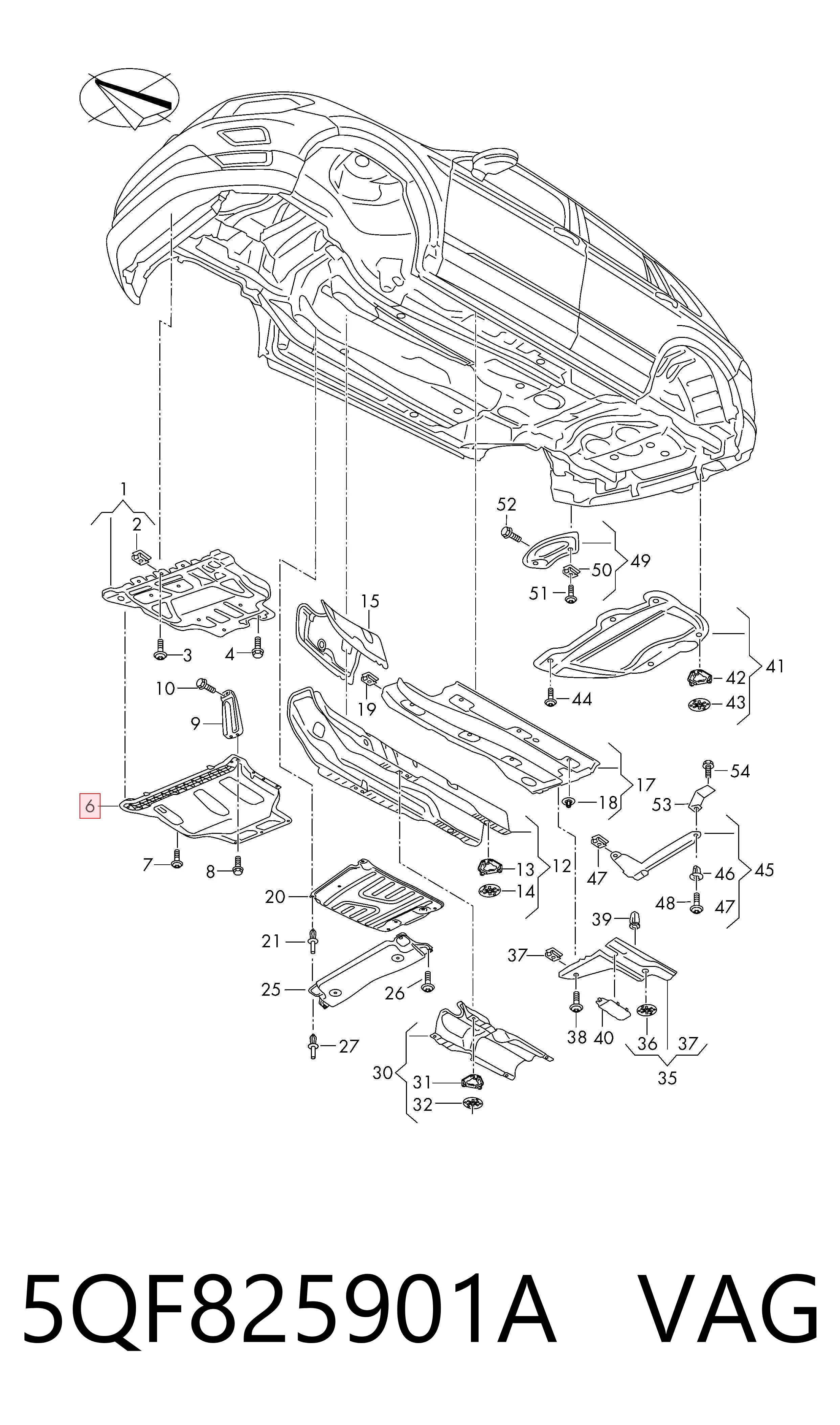  Proteção de motor, de panela (da seção de motor) Audi Q3 SUV (F3B) (2018 - 2026) 