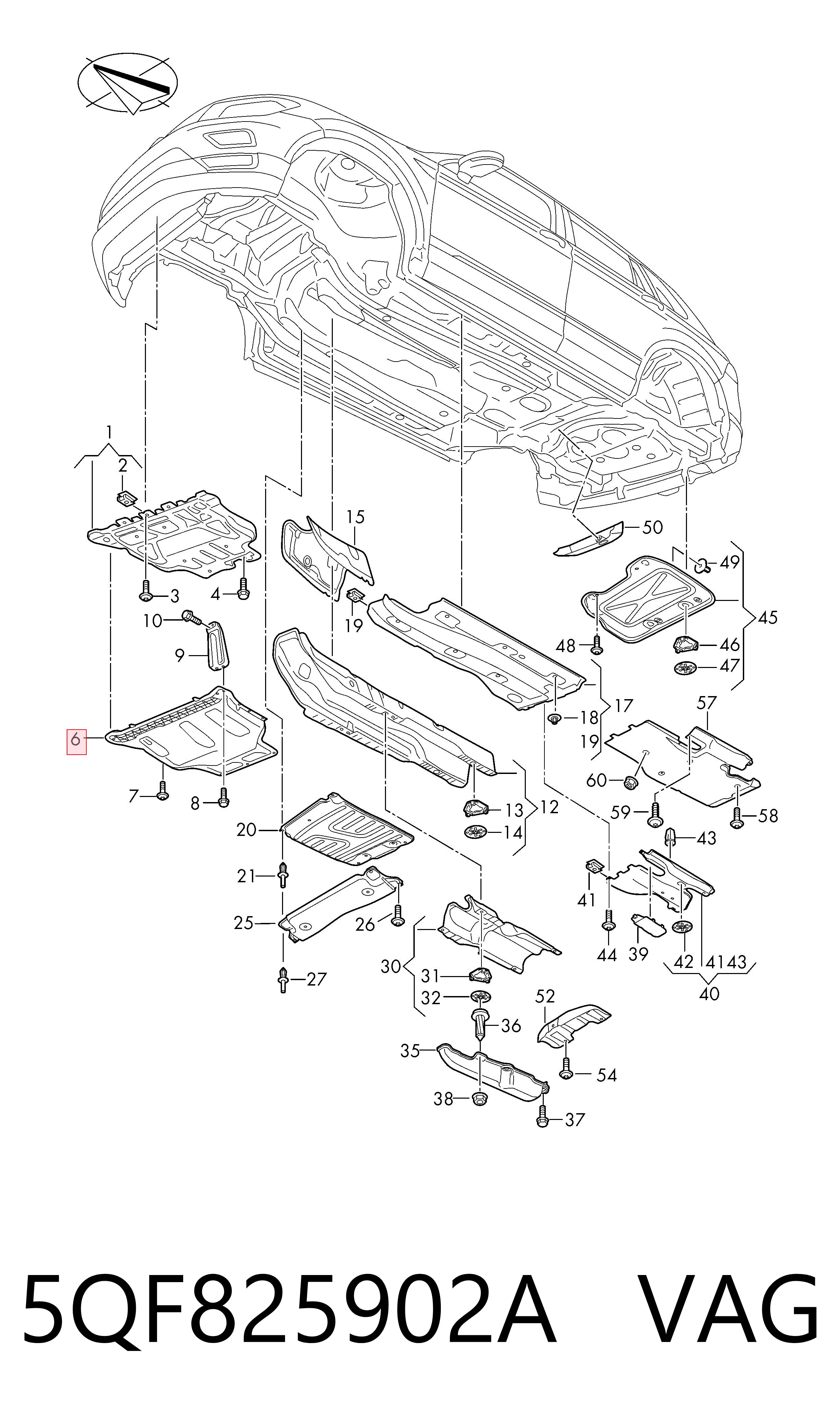 Proteção de motor, de panela (da seção de motor) Audi Q3  F3B
