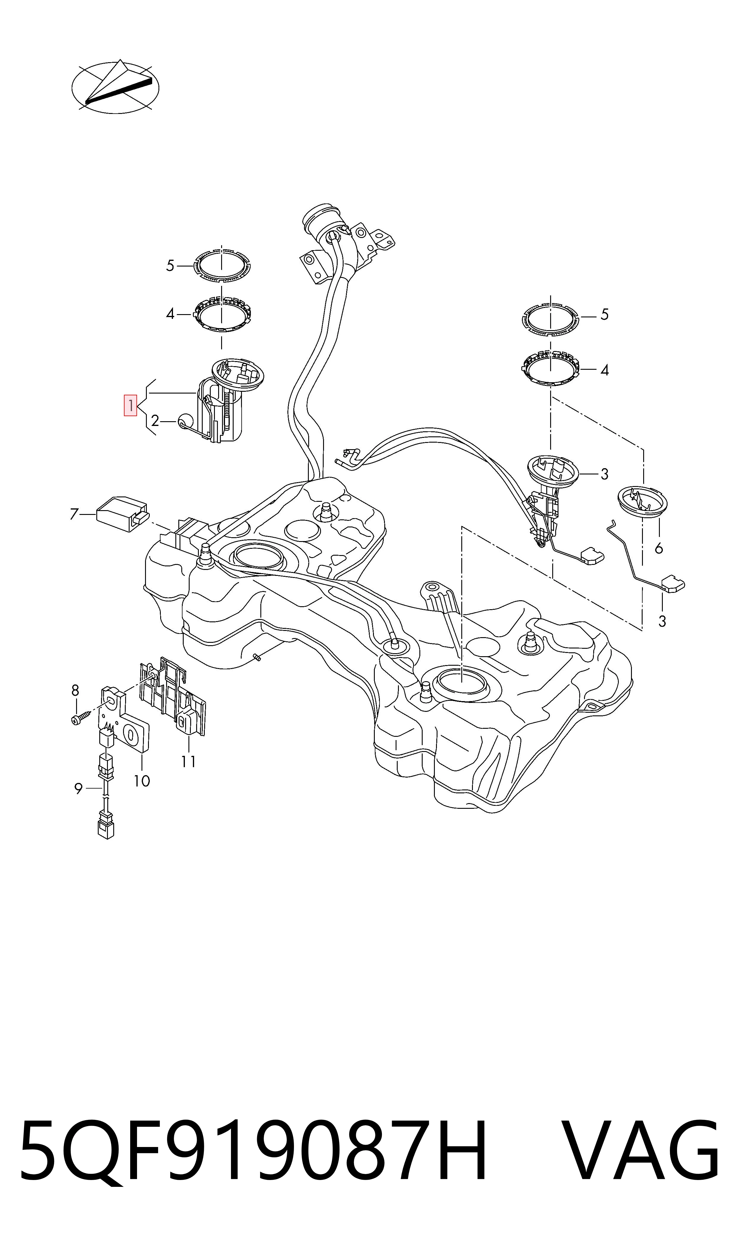 5QF919087H VAG Módulo de bomba de combustível com sensor do nível de combustível