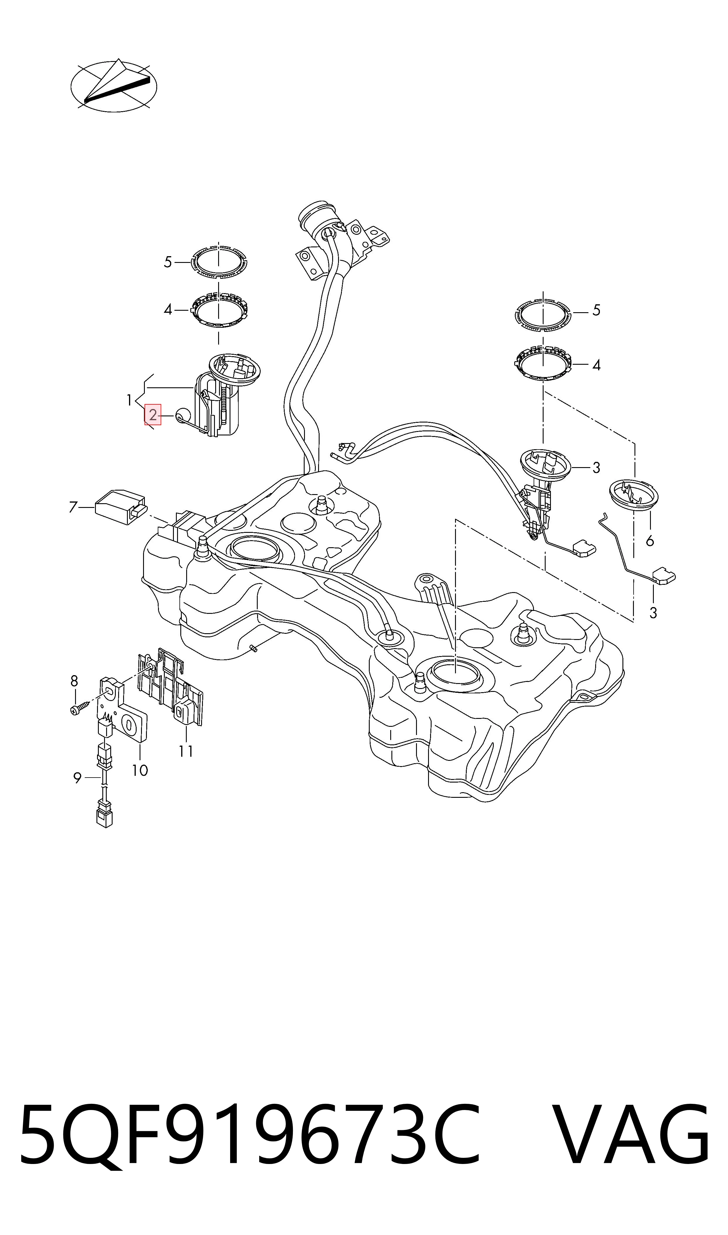 5QF919673C VAG Sensor do nível de combustível no tanque