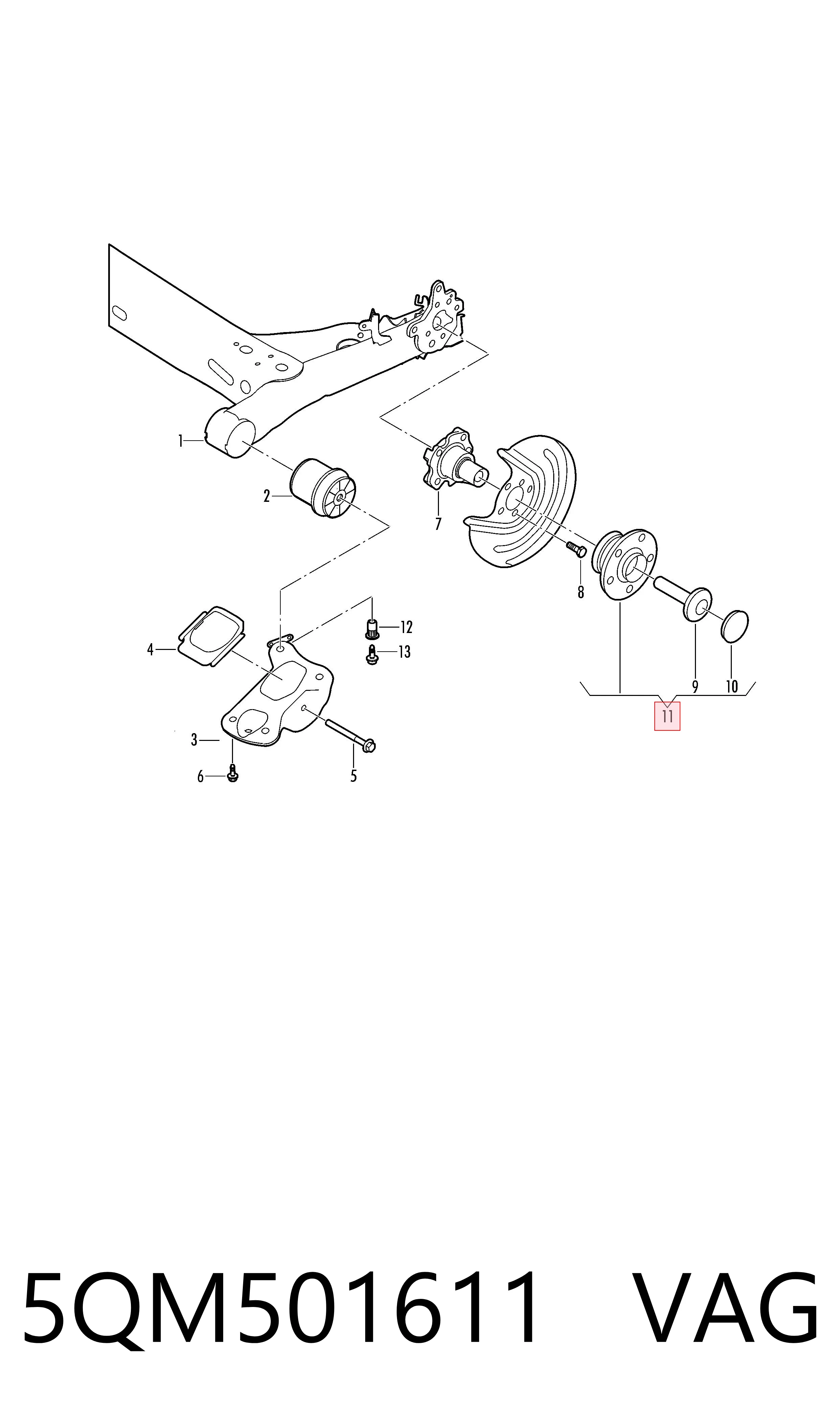 Cubo traseiro para Volkswagen Jetta VII BU3, BU4