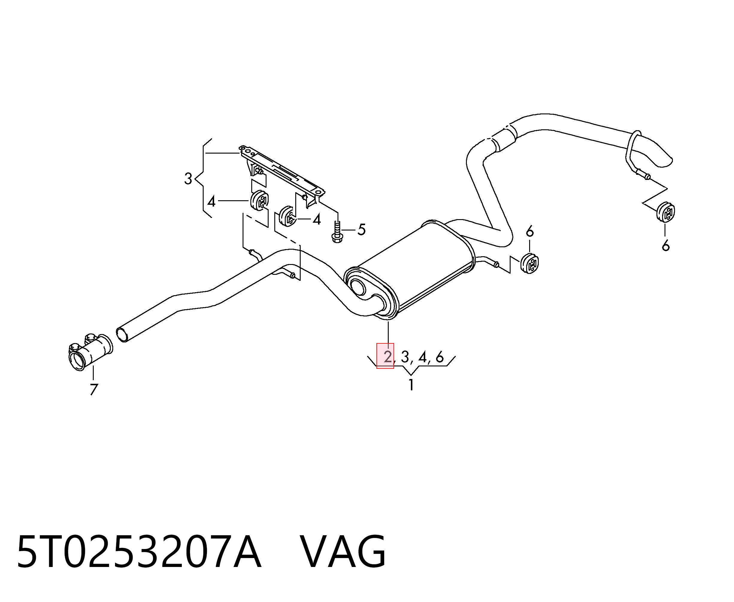 Silenciador, parte traseira Volkswagen Touran II 1T3 ao melhor preço