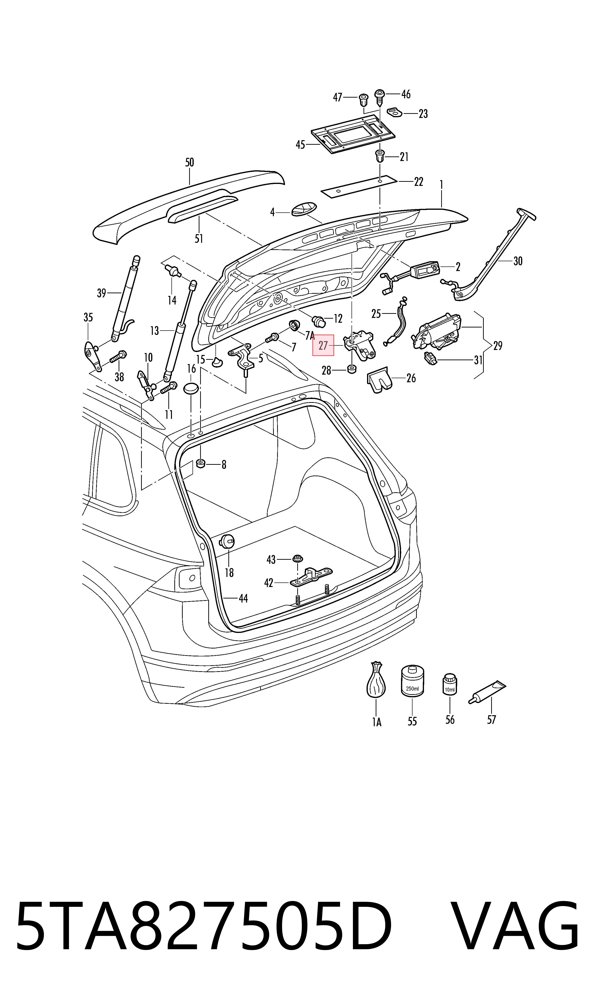 Fecho de tampa de porta-malas (de 3ª/5ª porta traseira) VAG 5TA827505D preço, a partir de 62,99 USD