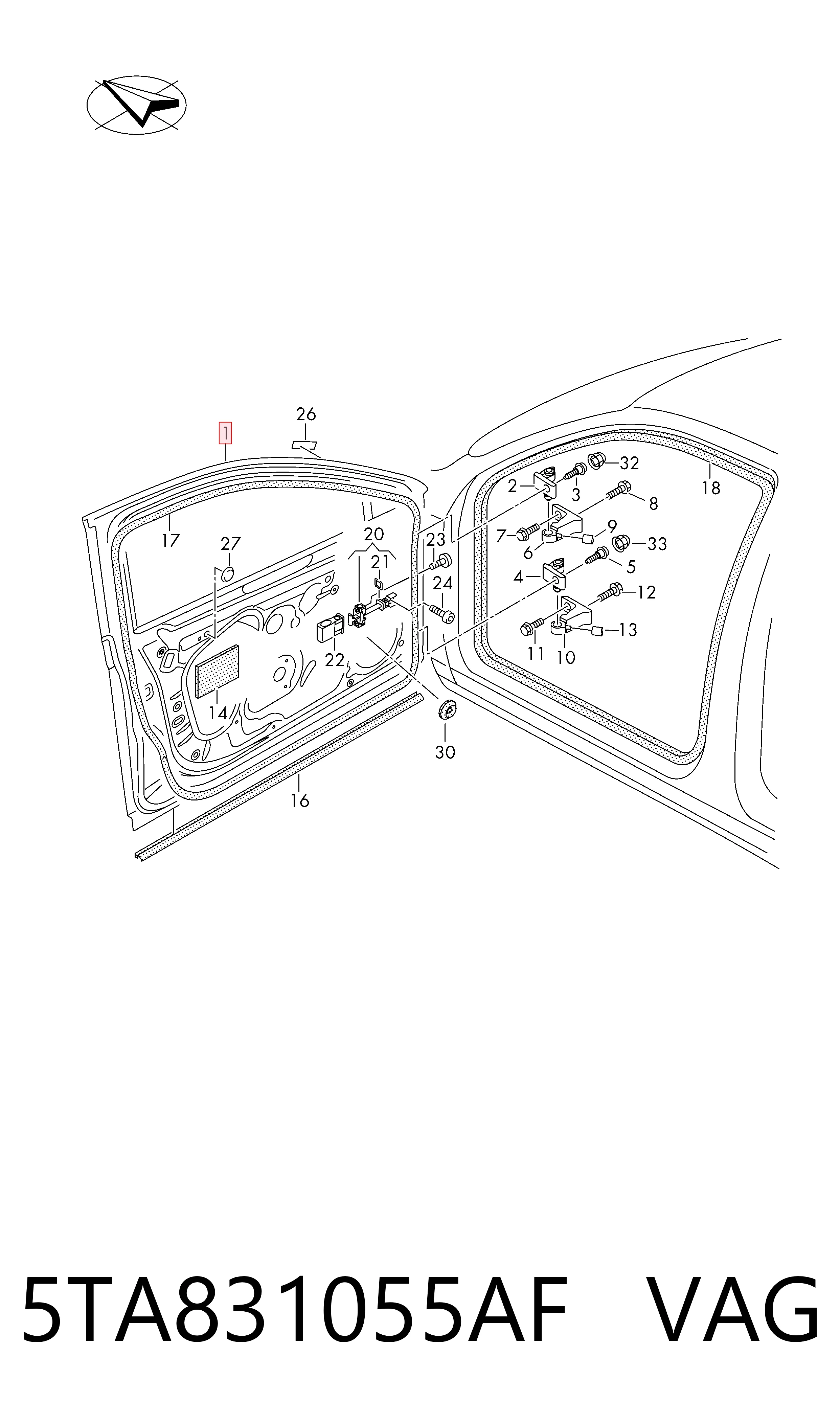 Porta dianteira esquerda para Volkswagen Touran III 5T1